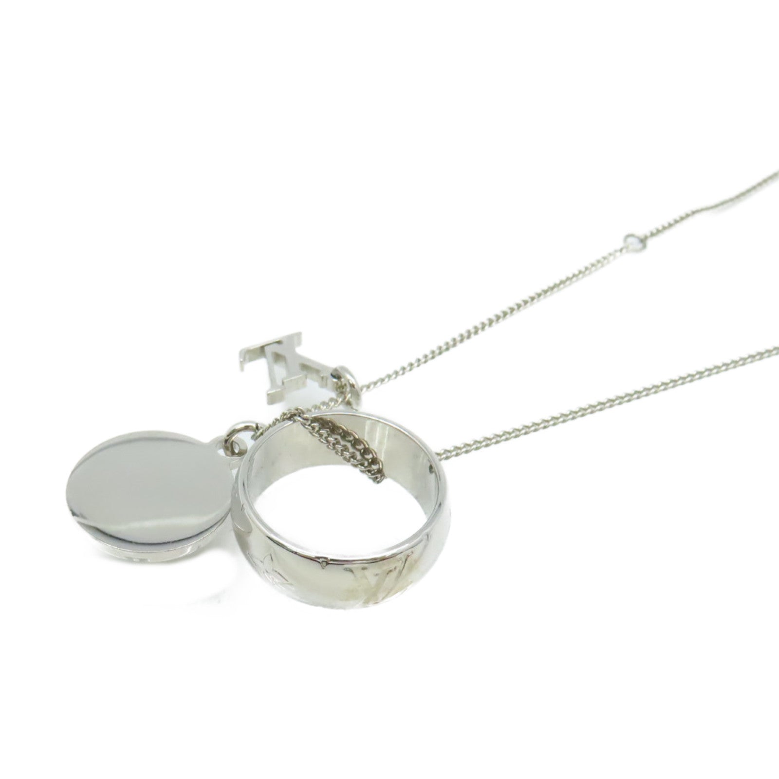LOUIS VUITTON 金屬Monogram Charms Necklace項鏈銀色