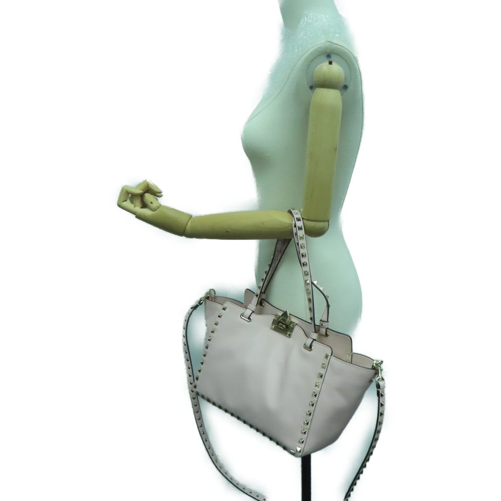 Valentino 【激減優惠】牛皮皮革Shoulder Bag金扣肩背袋粉紅色