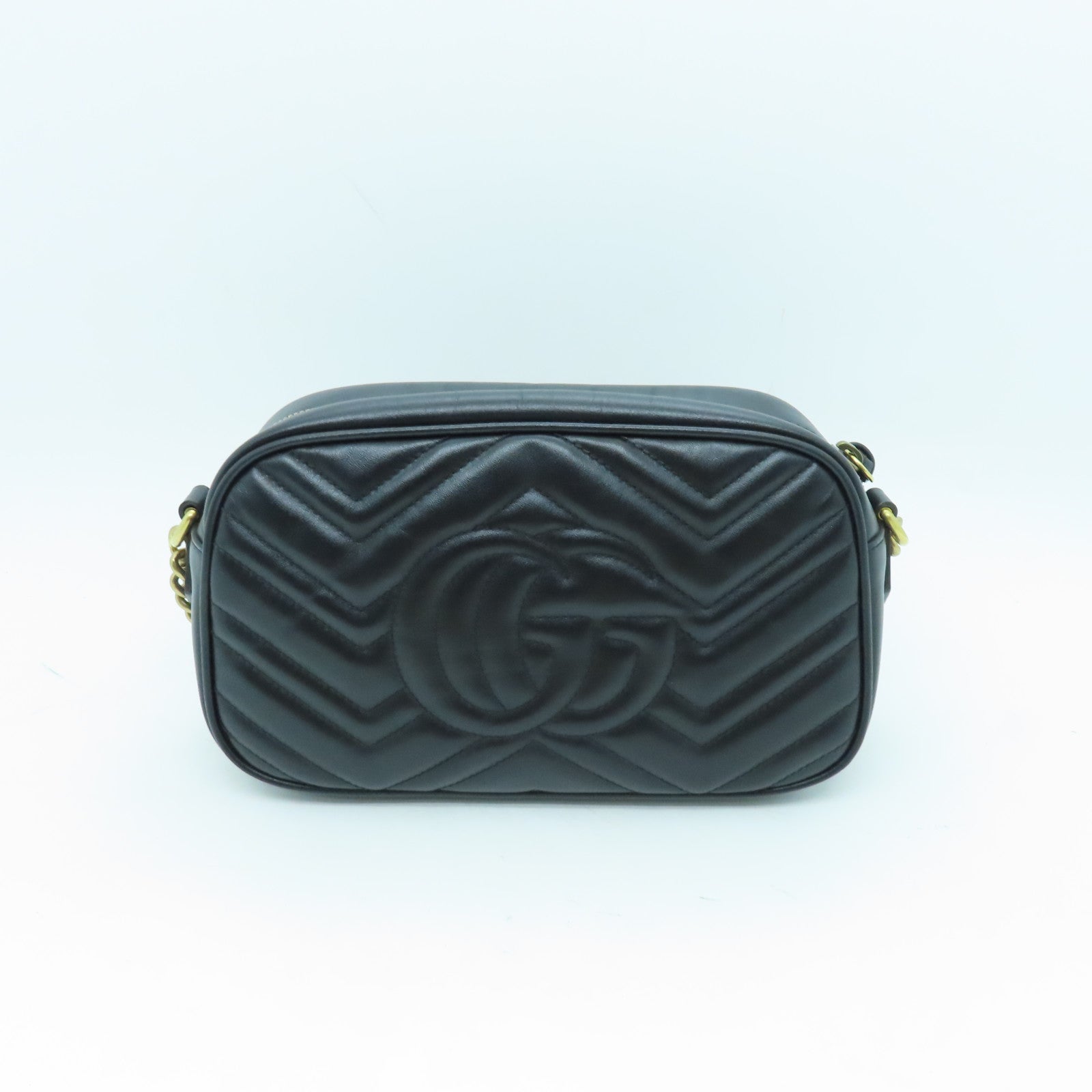 GUCCI cowhide leather GG Marmont Camera Bag gold buckle shoulder bag black