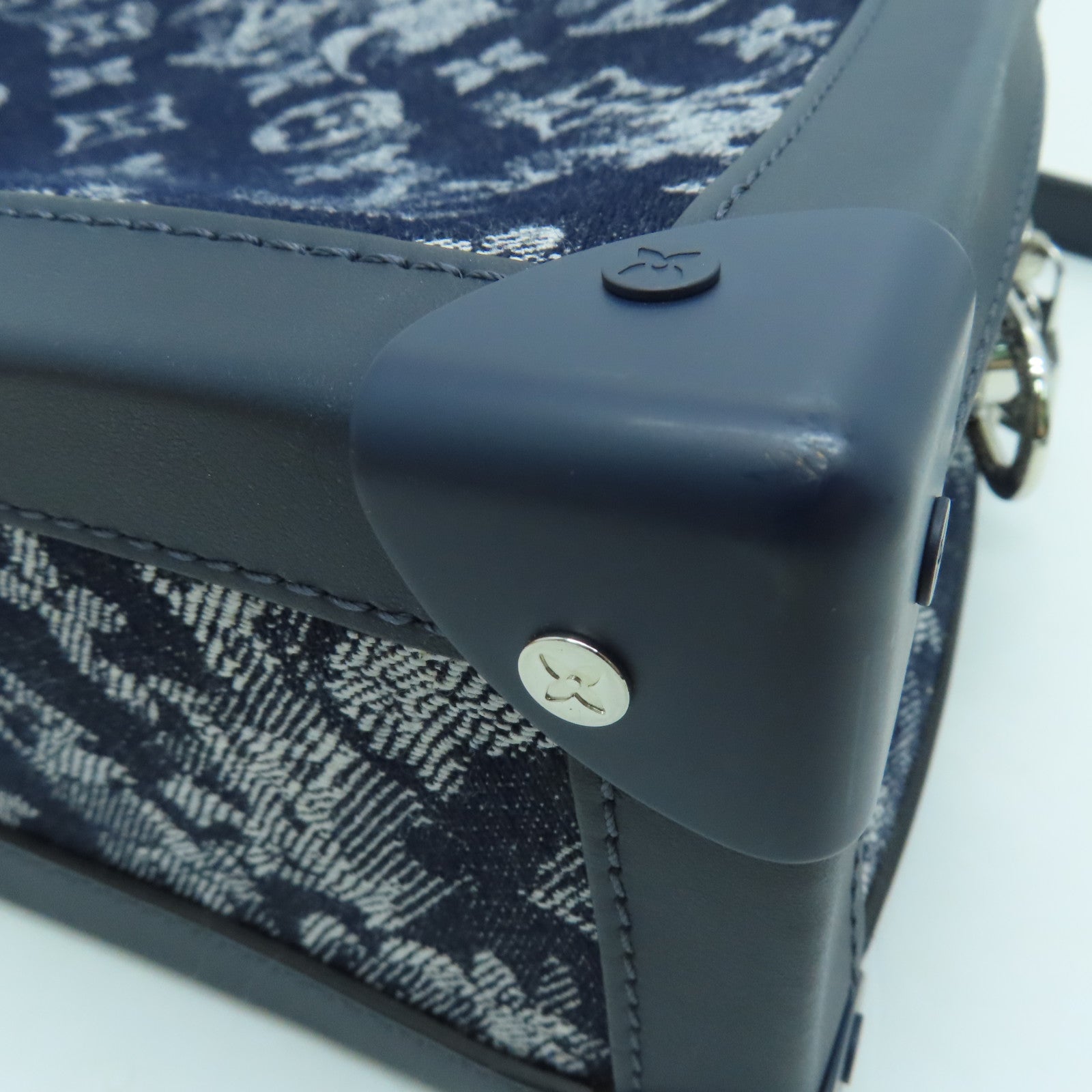 LOUIS VUITTON Monogram Tapestry Soft Trunk Shoulde銀扣肩背袋藍色