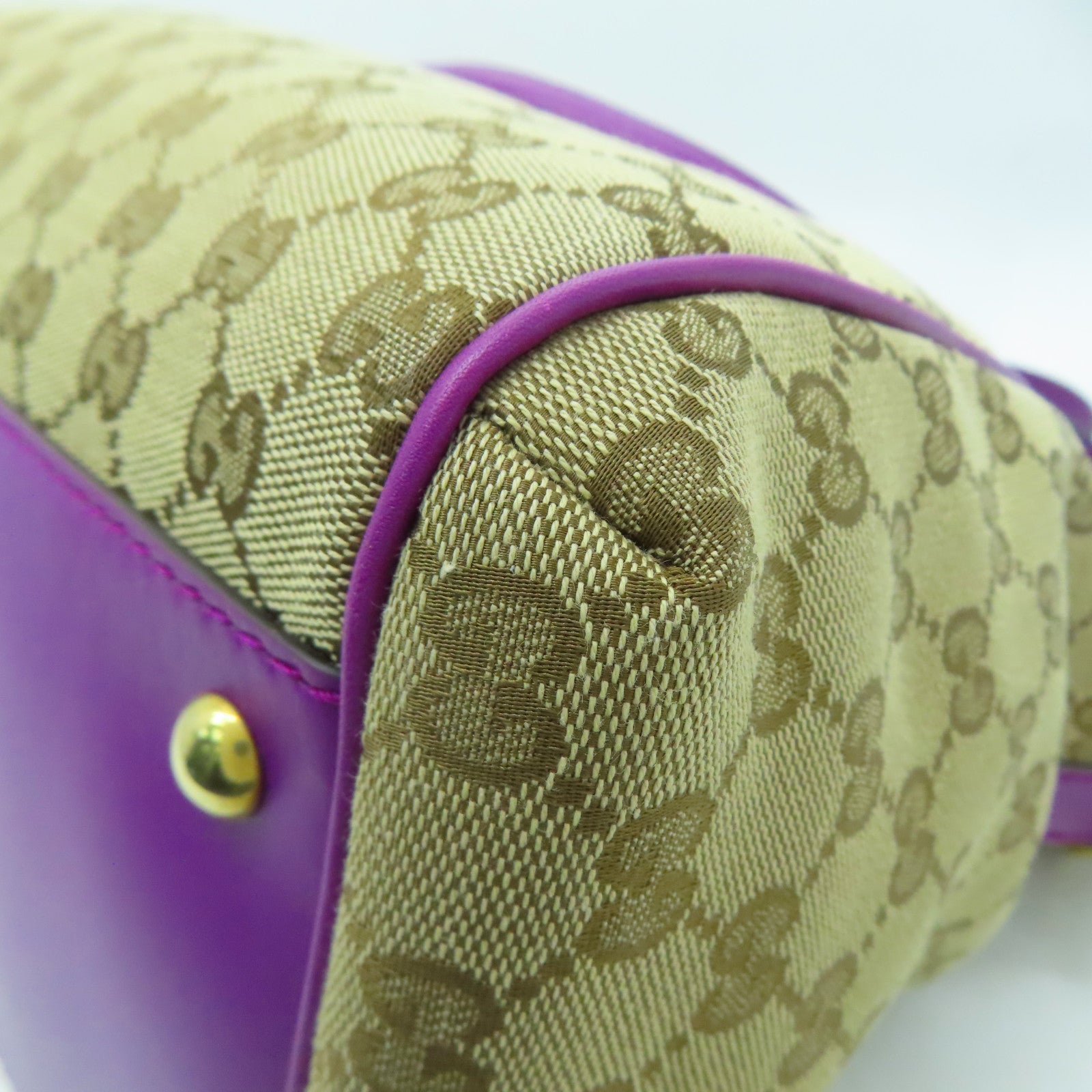 GUCCI 帆布2 Way Shoulder金扣手挽肩背兩用袋棕色/紫色