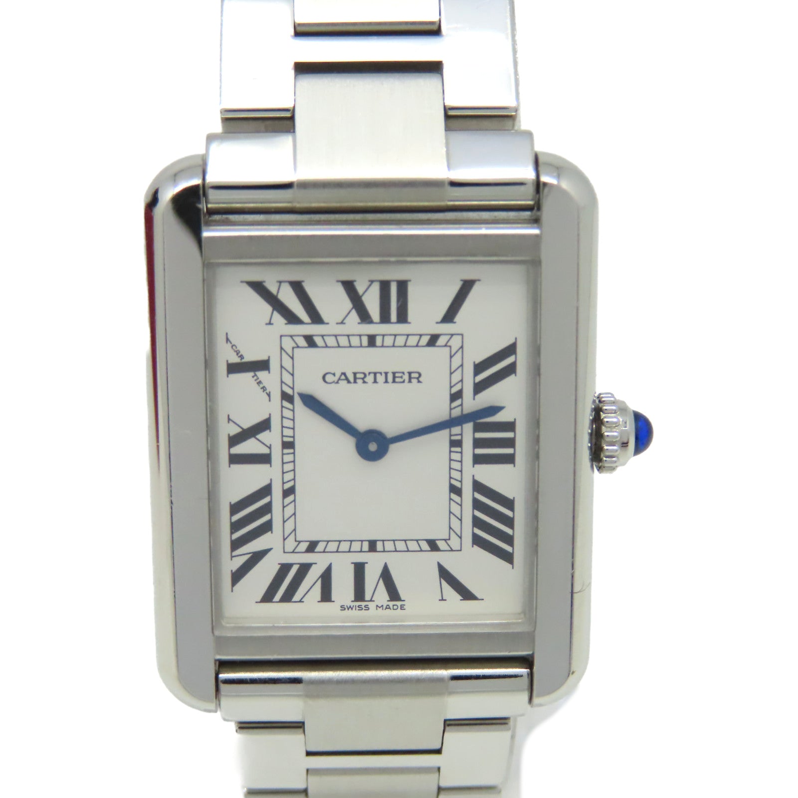 CARTIER Tank Solo Watch不鏽鋼石英機芯手錶白色/銀色