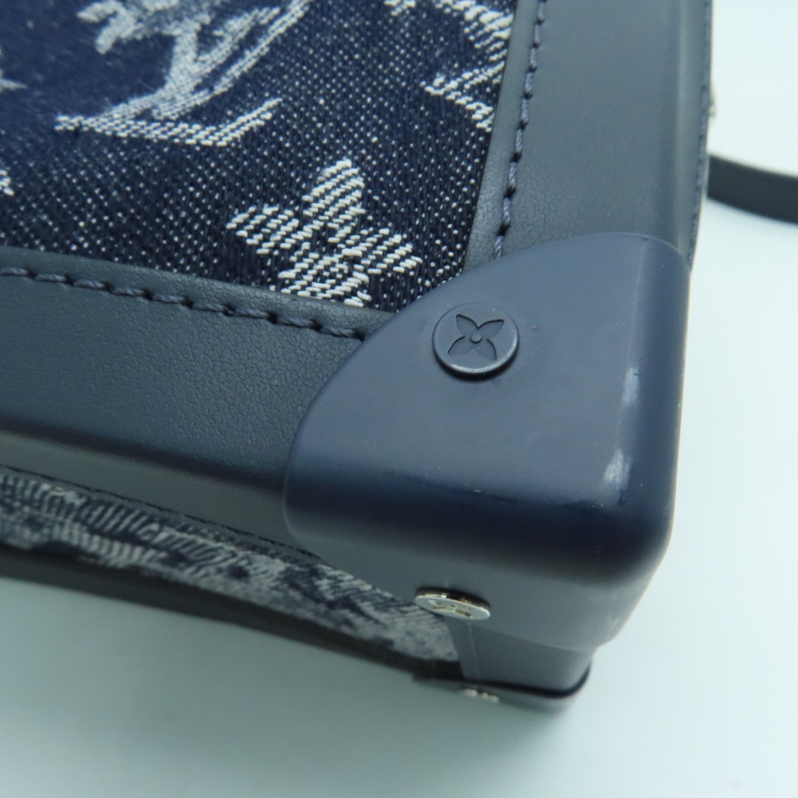 LOUIS VUITTON Monogram Tapestry Soft Trunk Shoulde銀扣肩背袋藍色