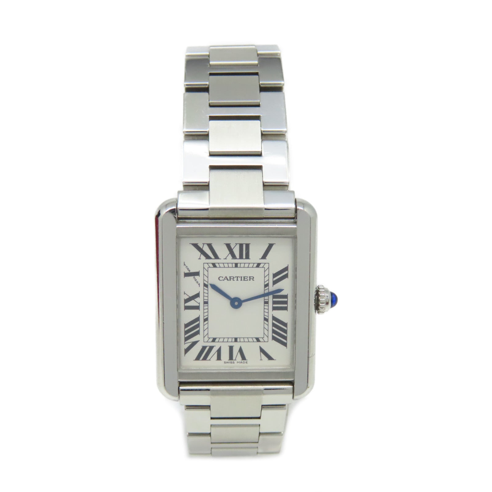 CARTIER Tank Solo Watch不鏽鋼石英機芯手錶白色/銀色