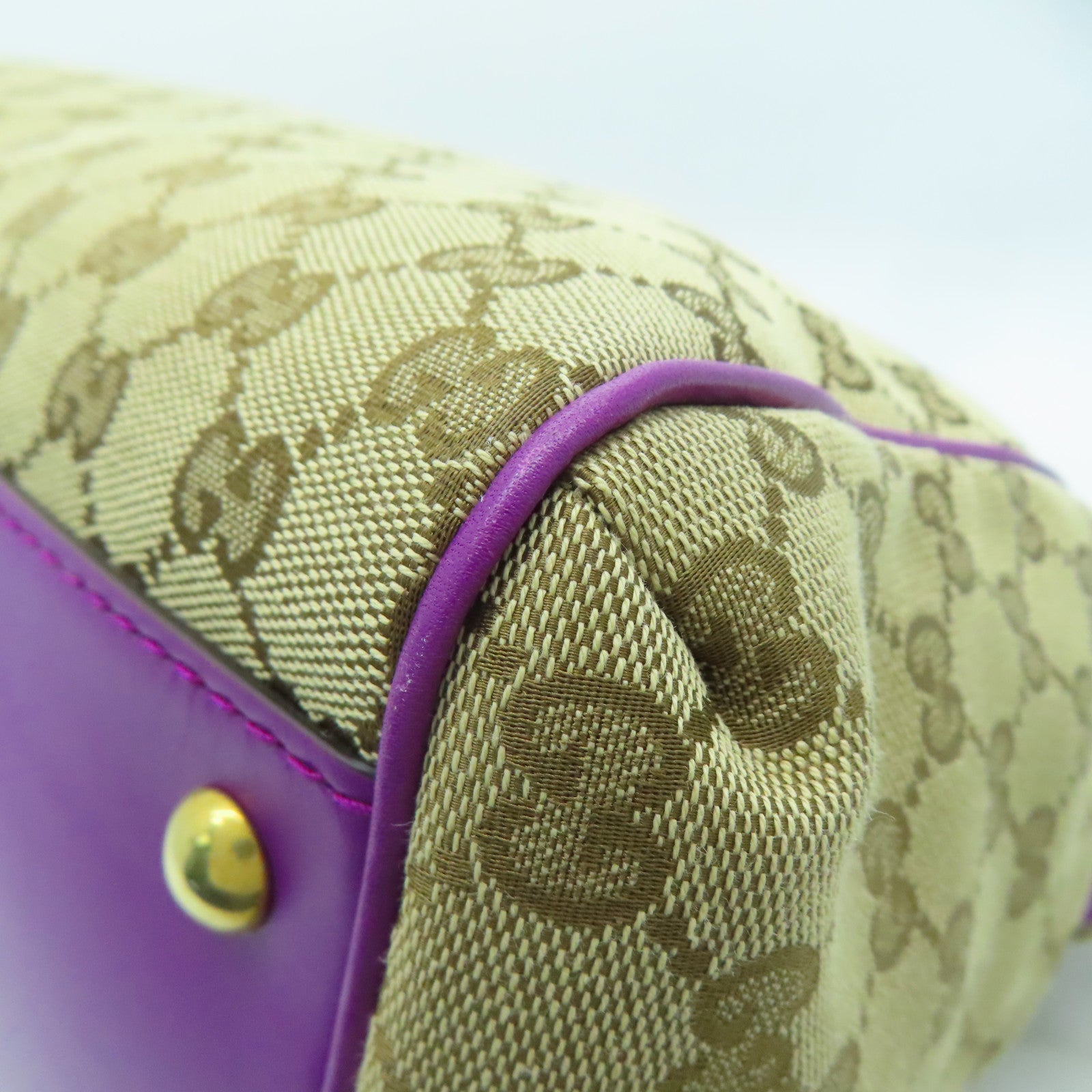 GUCCI 帆布2 Way Shoulder金扣手挽肩背兩用袋棕色/紫色