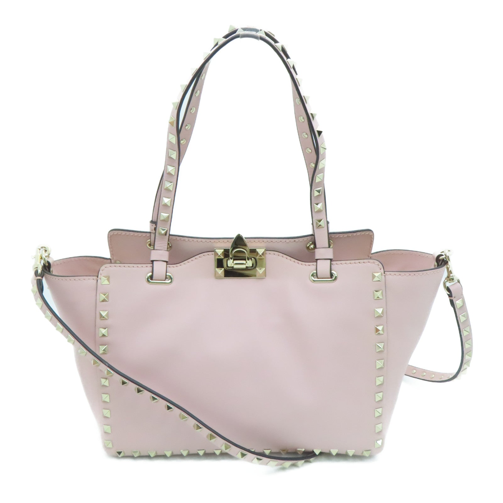 Valentino 【激減優惠】牛皮皮革Shoulder Bag金扣肩背袋粉紅色