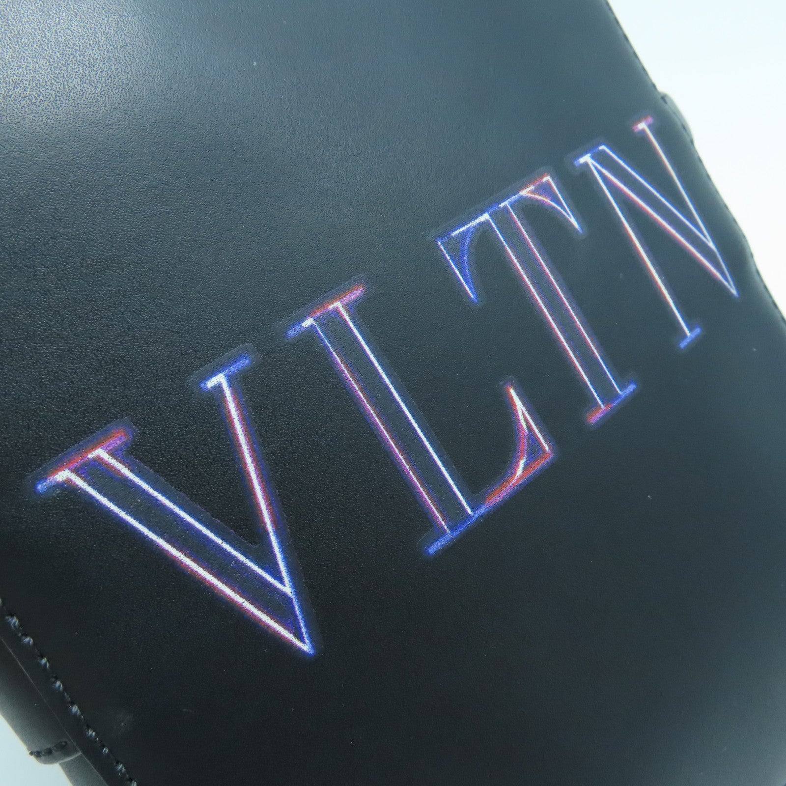 Valentino Cowhide Leather Neon VLTN Crossbody Bag Silver Buckle Shoulder Bag Black