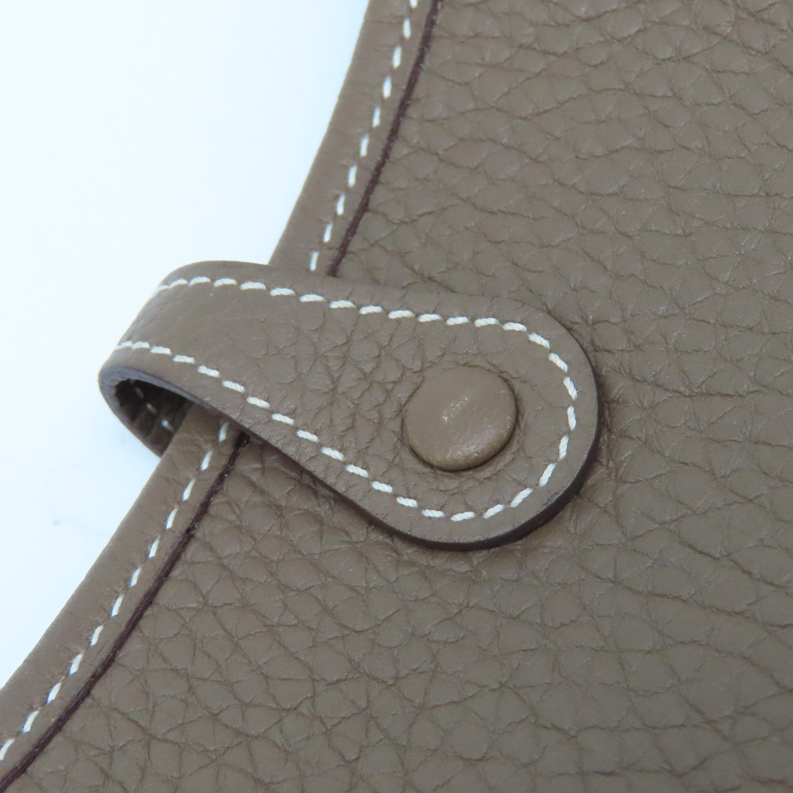 HERMES Clemence皮革Evelyne TPM金扣肩背袋大象灰色