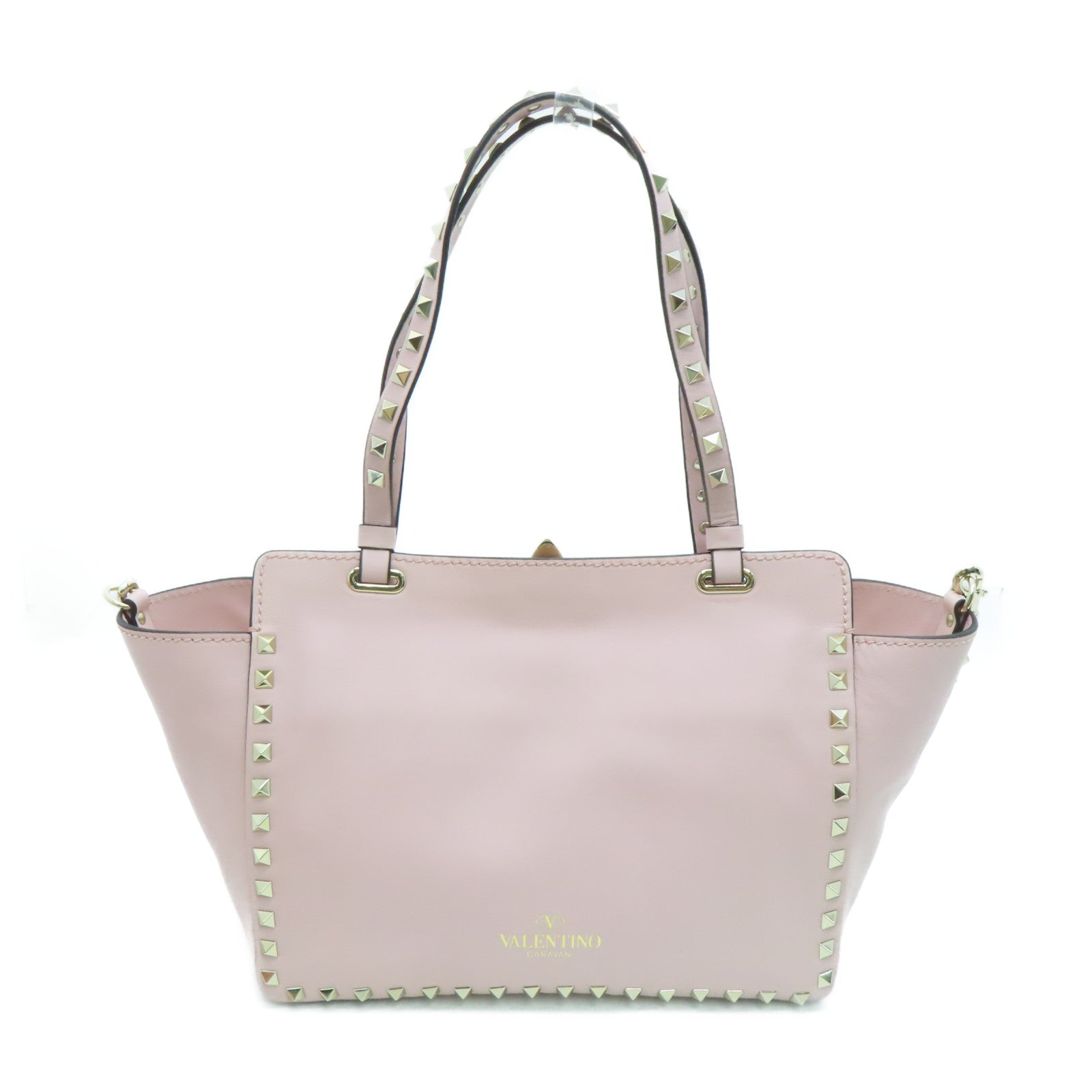 Valentino 【激減優惠】牛皮皮革Shoulder Bag金扣肩背袋粉紅色