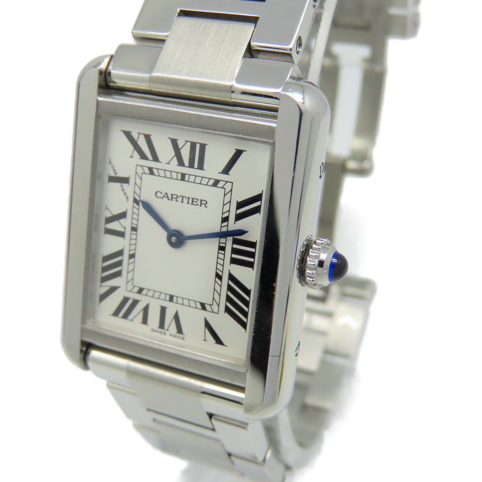 CARTIER Tank Solo Watch不鏽鋼石英機芯手錶白色/銀色