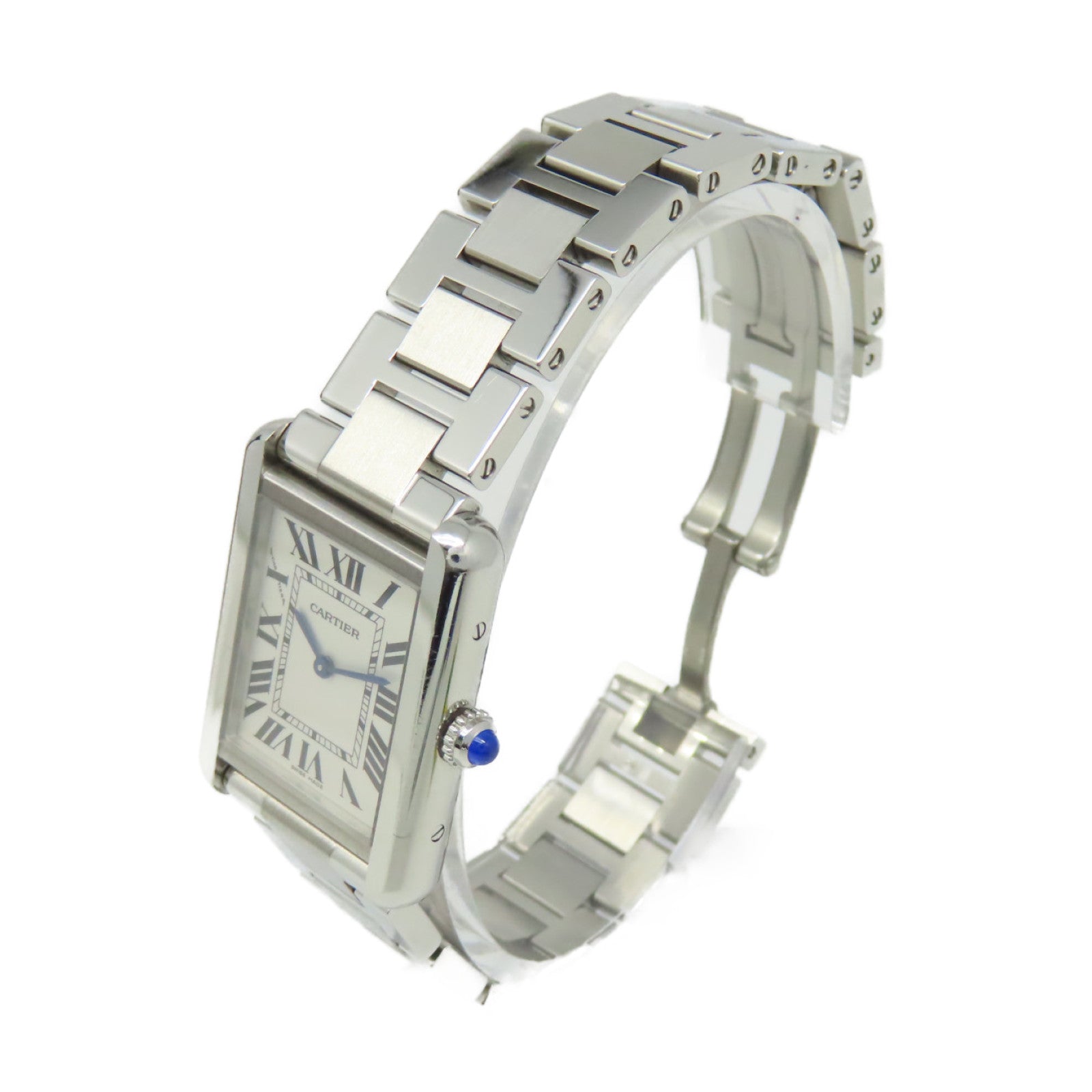 CARTIER Tank Solo Watch不鏽鋼石英機芯手錶白色/銀色