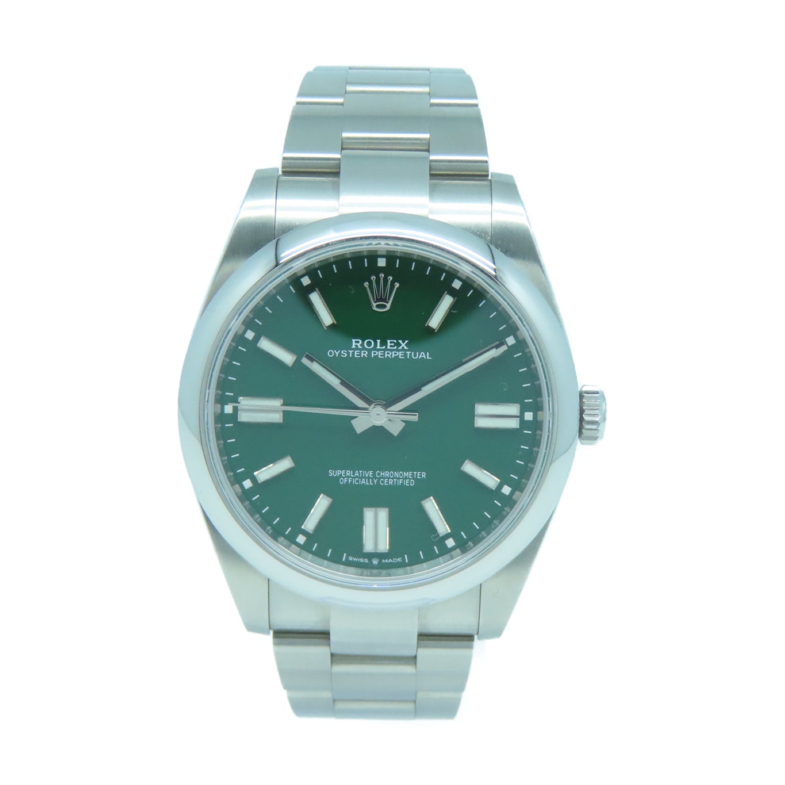 ROLEX Oyster Perpetual不鏽鋼自動機芯手錶綠色