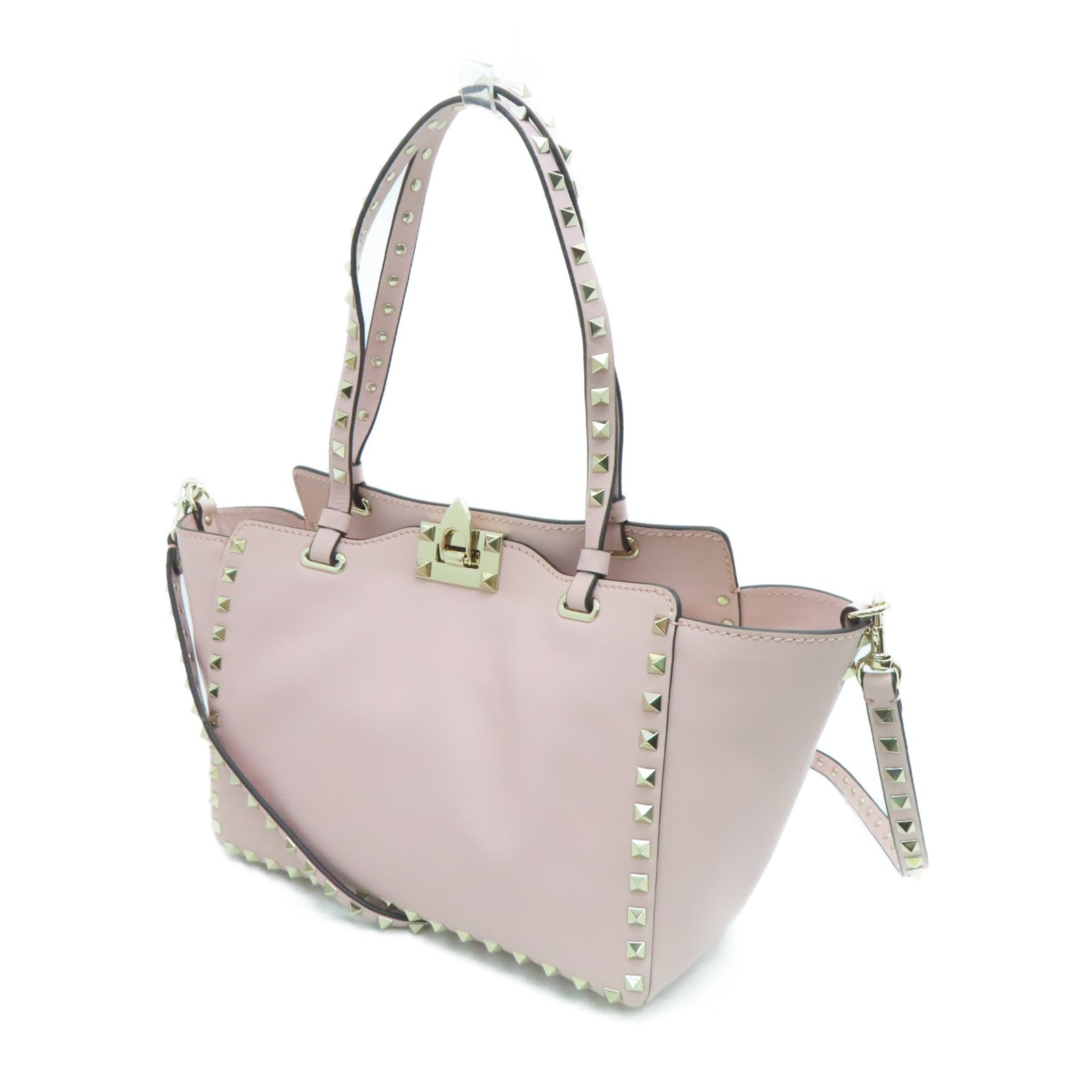 Valentino 【激減優惠】牛皮皮革Shoulder Bag金扣肩背袋粉紅色