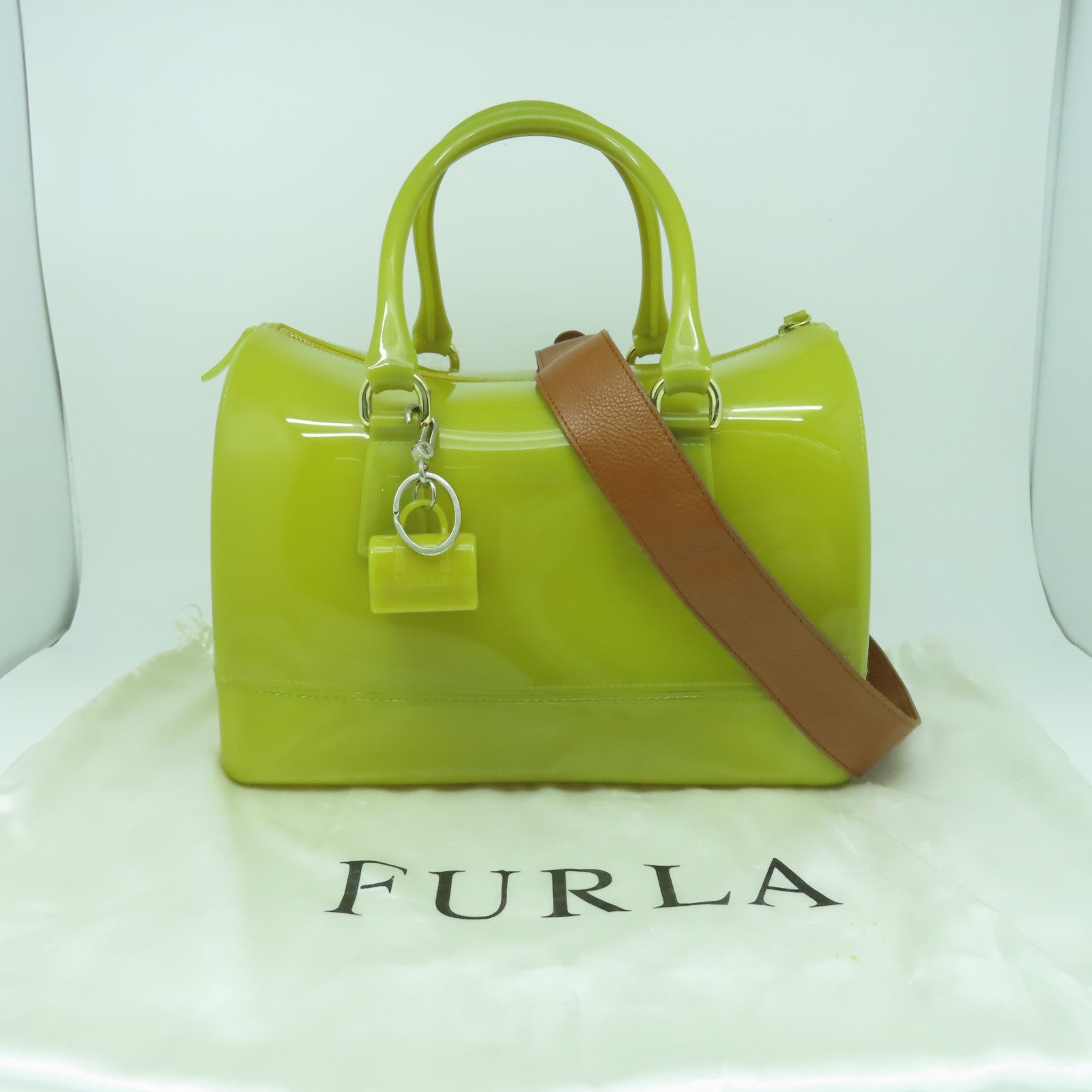 Furla PVC Handbag金扣手挽肩背兩用袋綠色