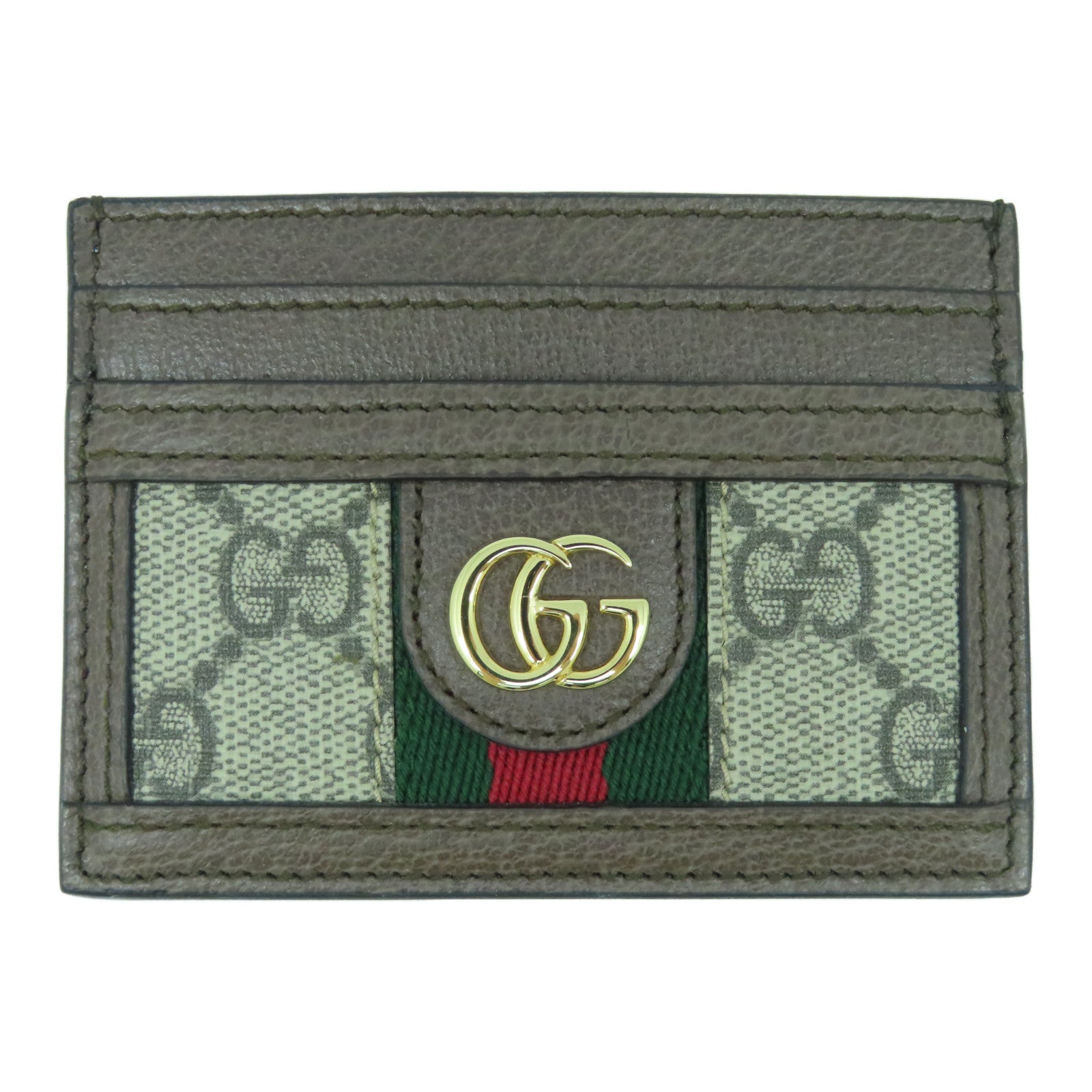 GUCCI 塗層帆布/牛皮皮革Ophidia Card Case卡片套啡色