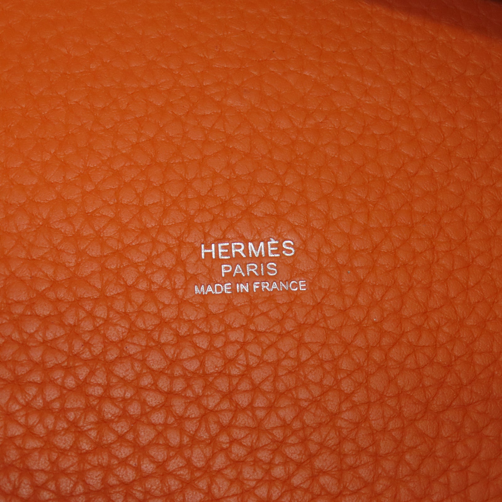 HERMES Clemence皮革Picotin PM銀扣手挽袋橙色