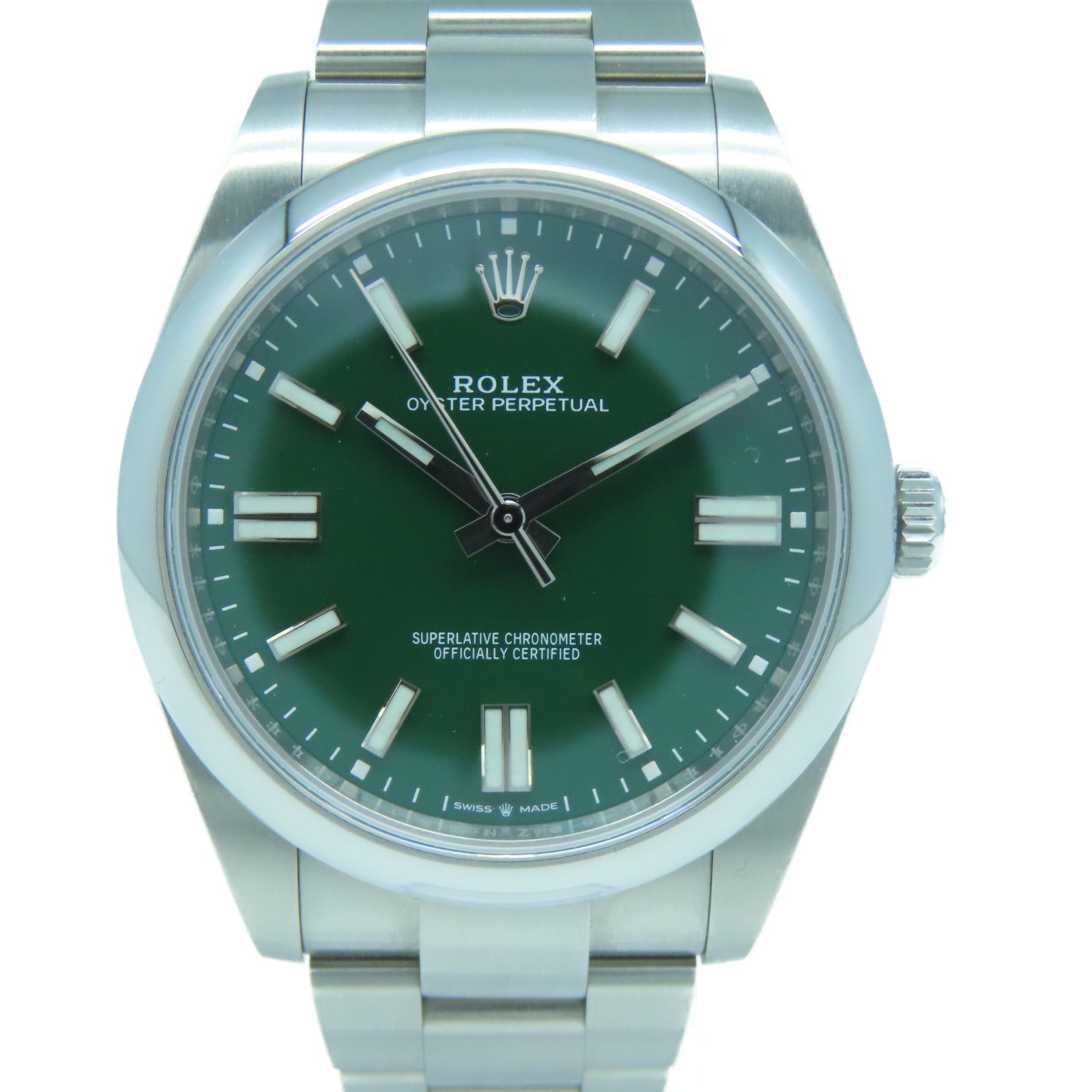 ROLEX Oyster Perpetual不鏽鋼自動機芯手錶綠色