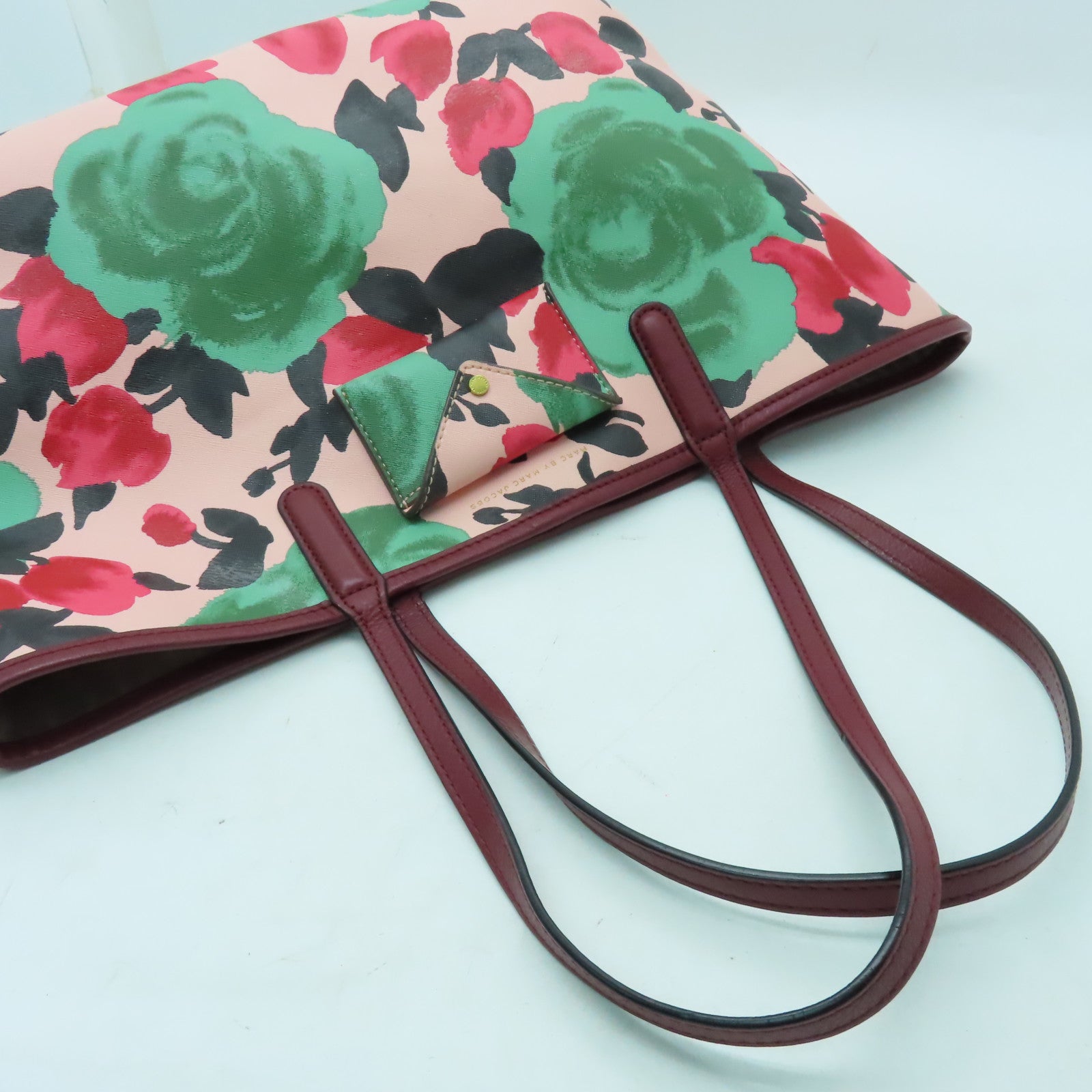 MARC BY MARC JACOBS 塗層帆布Tote Bag金扣手挽袋粉紅色/綠色