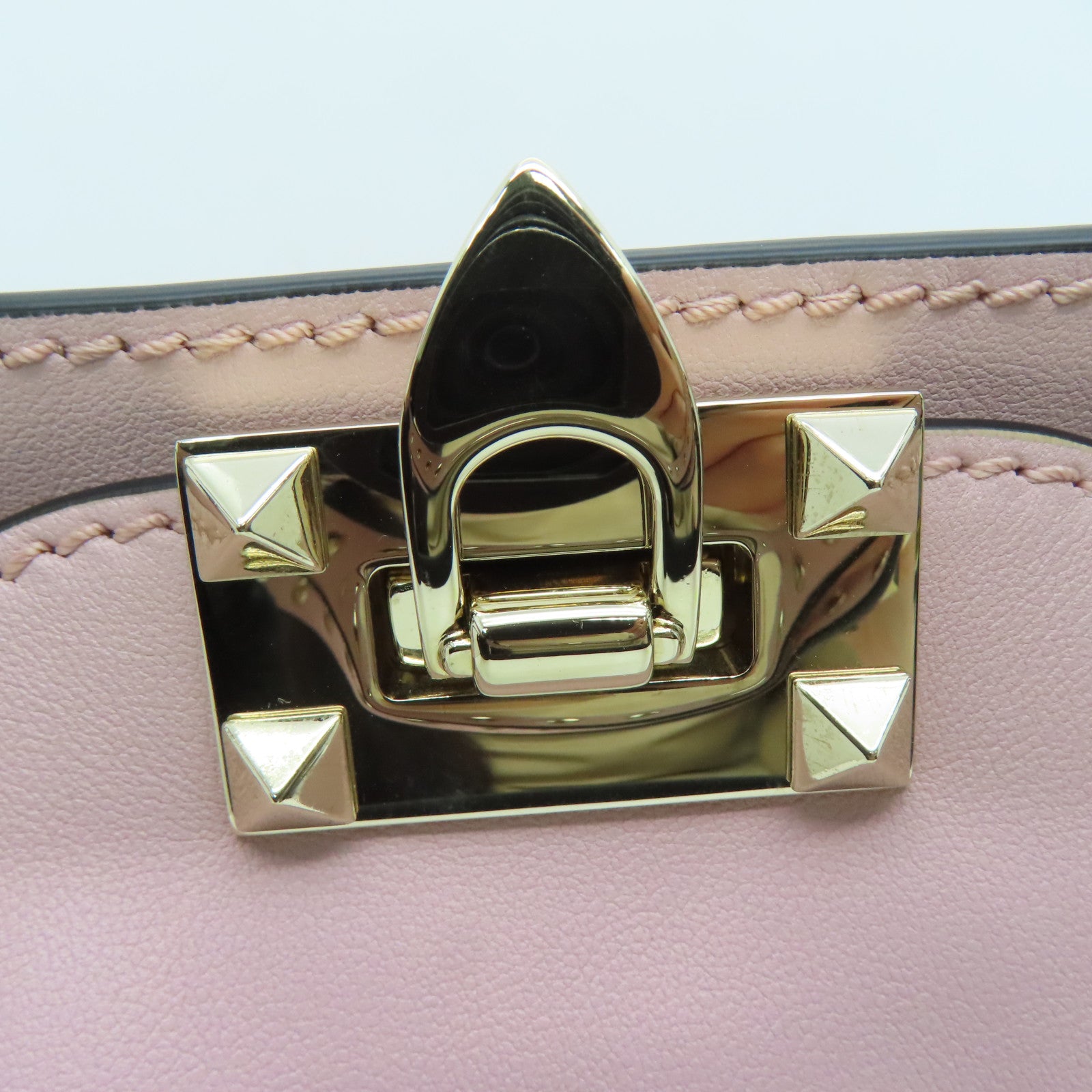 Valentino 【激減優惠】牛皮皮革Shoulder Bag金扣肩背袋粉紅色