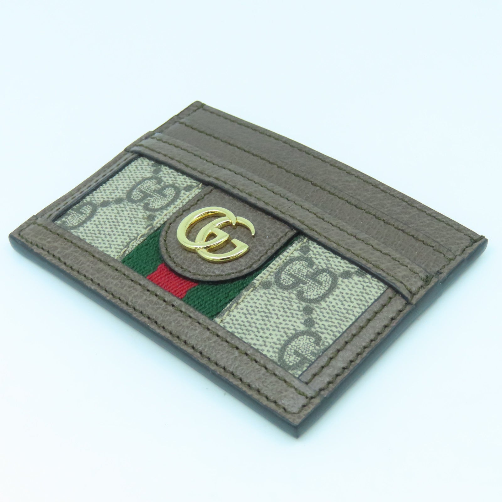 GUCCI 塗層帆布/牛皮皮革Ophidia Card Case卡片套啡色