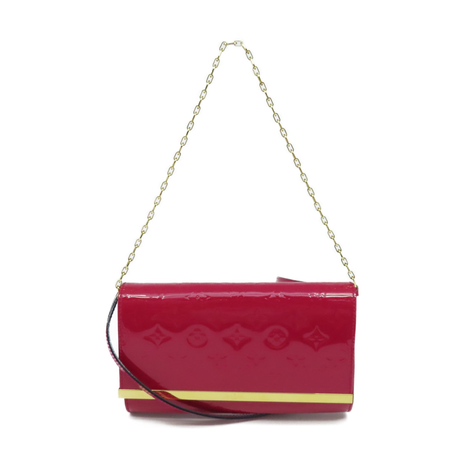 LOUIS VUITTON Vernis Clutch Ana Shoulder Bag金扣肩背袋紅色