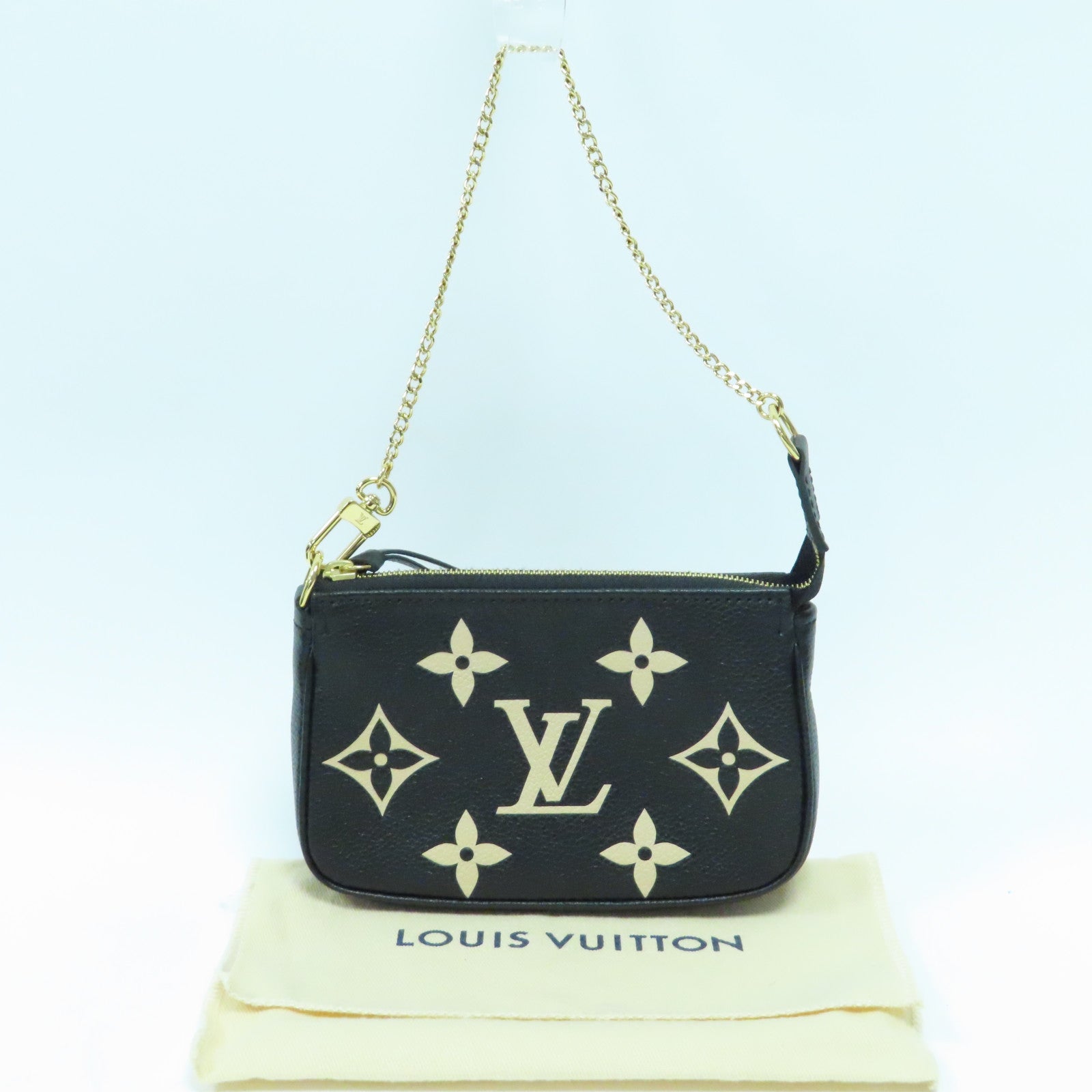 LOUIS VUITTON Monogram Empreinte Mini Pochette金扣手挽袋黑色