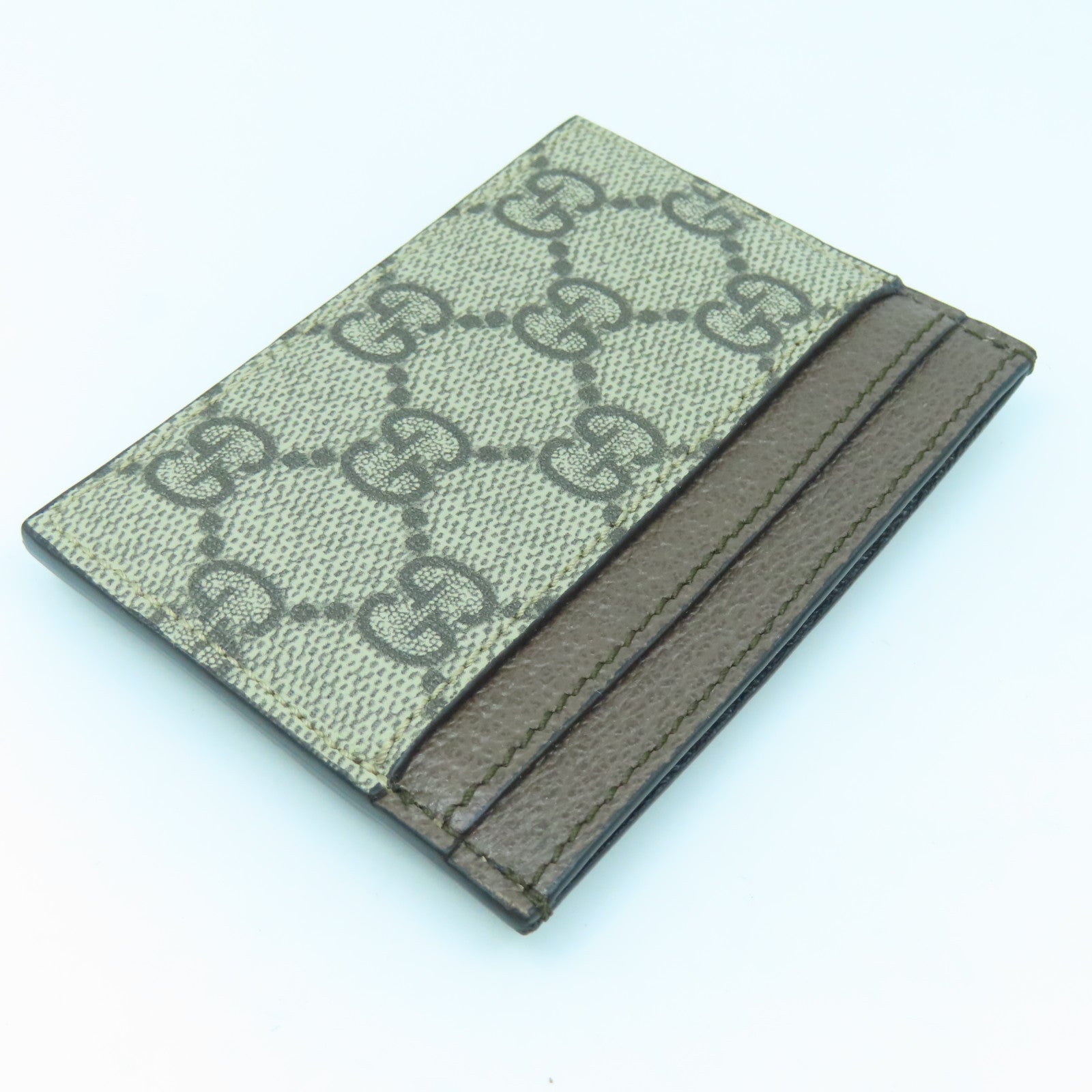 GUCCI 塗層帆布/牛皮皮革Ophidia Card Case卡片套啡色
