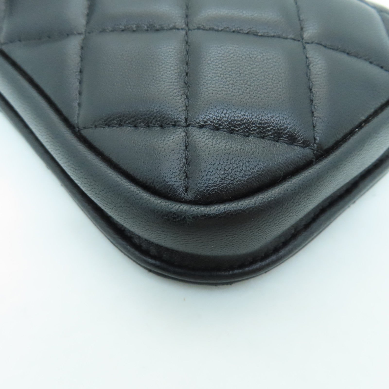 CHANEL 菱格羊皮皮革Chain Shoulder Bag金扣鏈帶肩背袋黑色