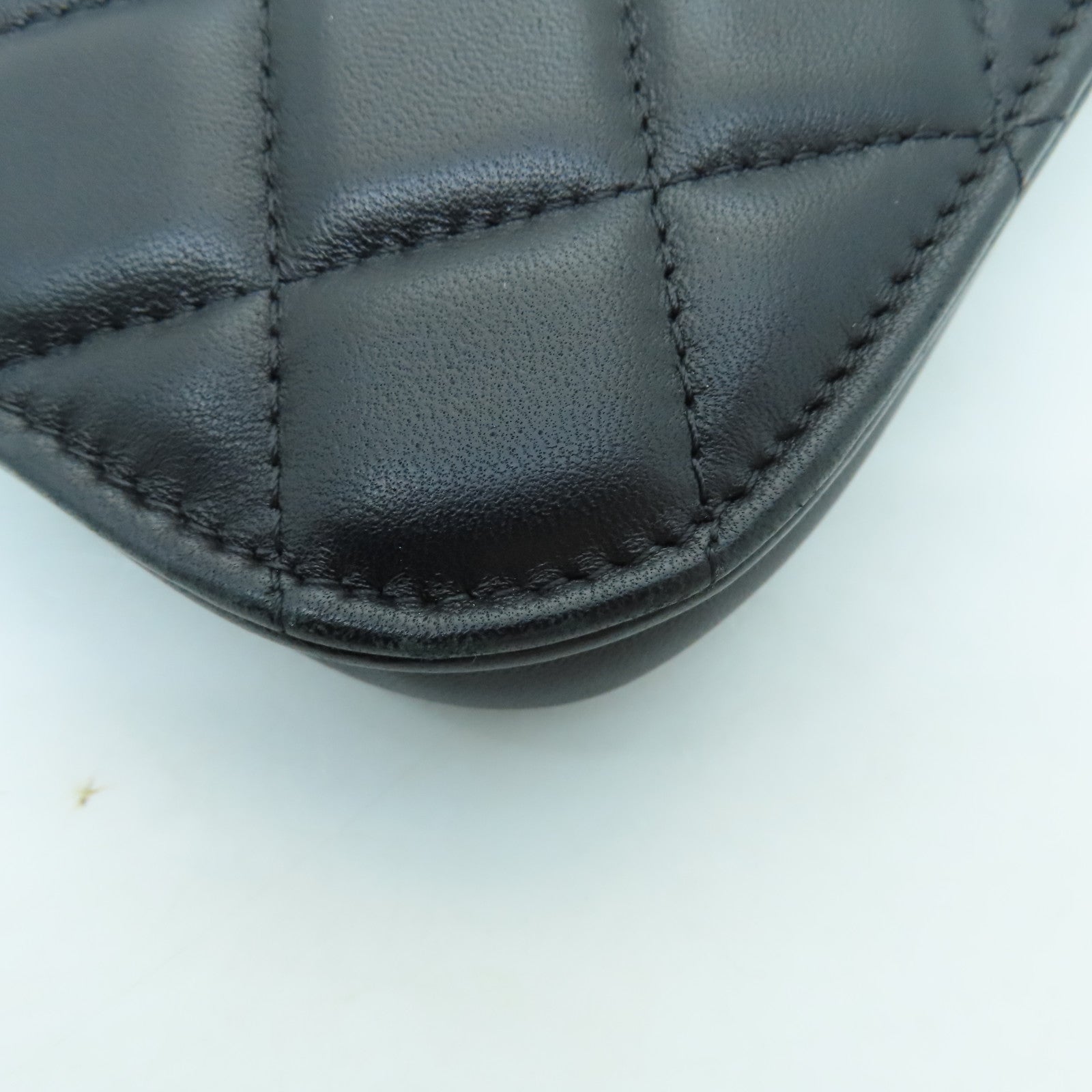 CHANEL 菱格羊皮皮革Chain Shoulder Bag金扣鏈帶肩背袋黑色