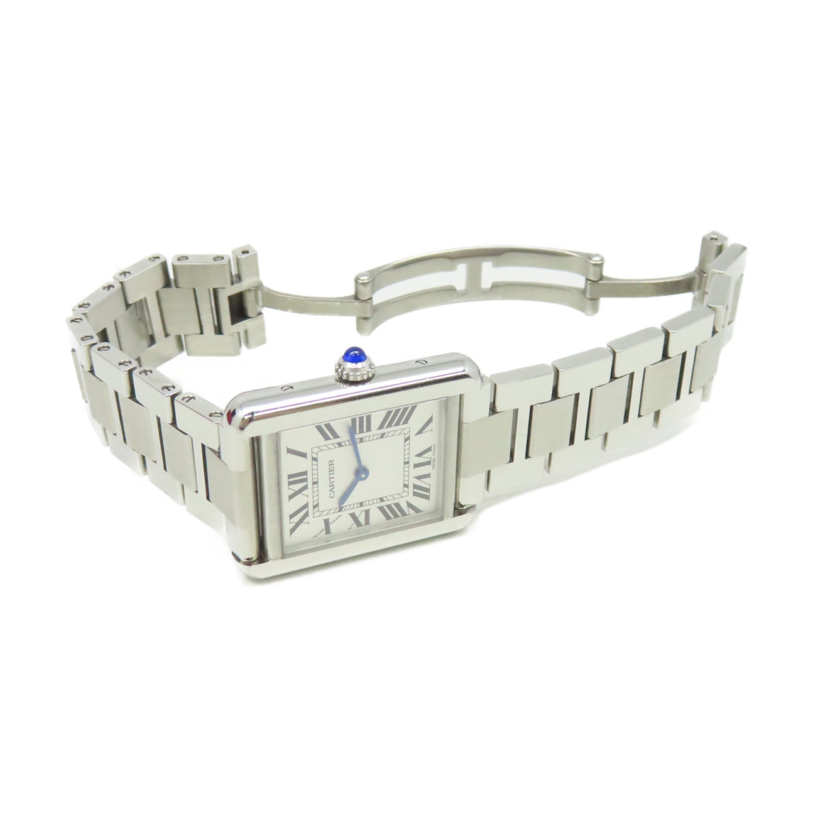 CARTIER Tank Solo Watch不鏽鋼石英機芯手錶白色/銀色