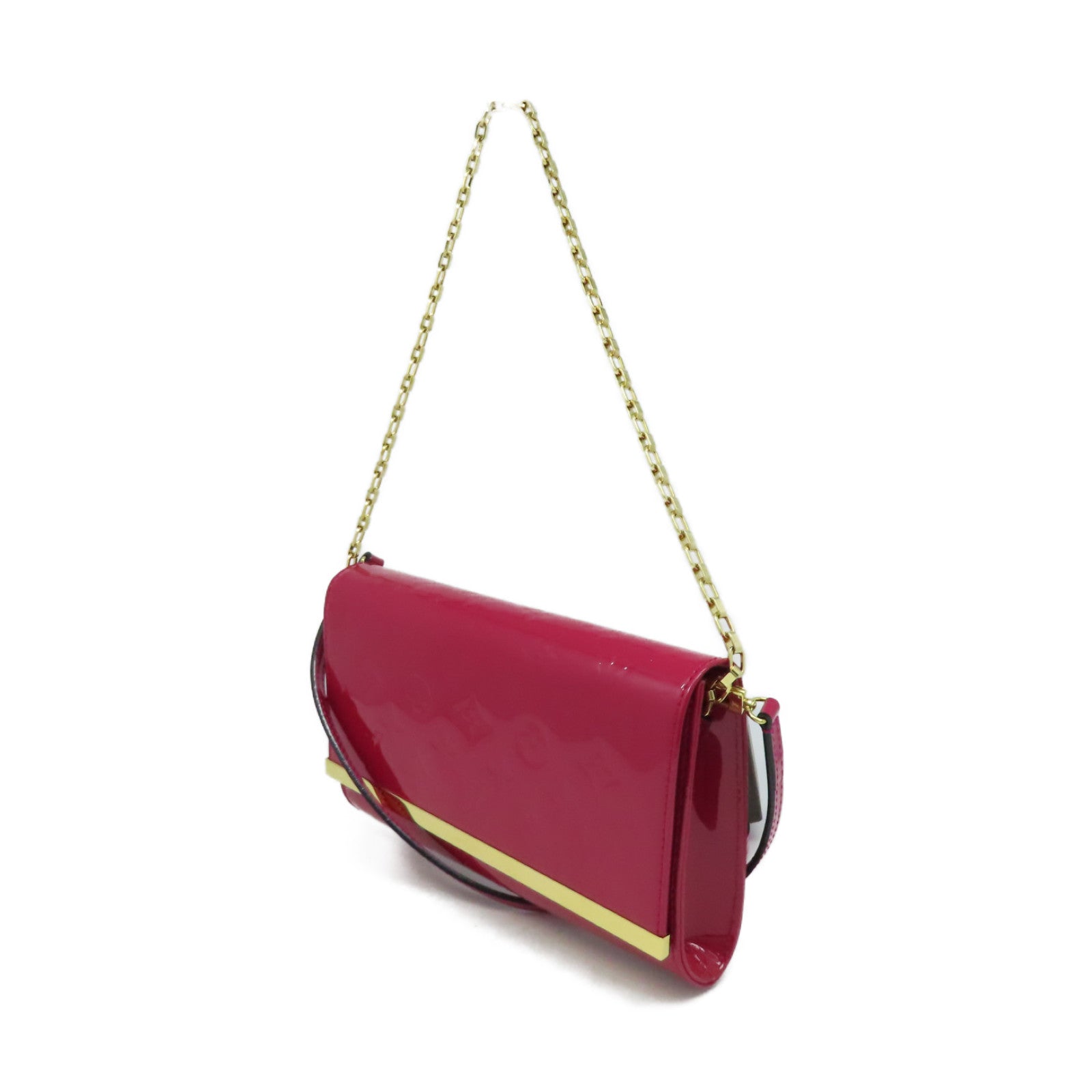 LOUIS VUITTON Vernis Clutch Ana Shoulder Bag金扣肩背袋紅色