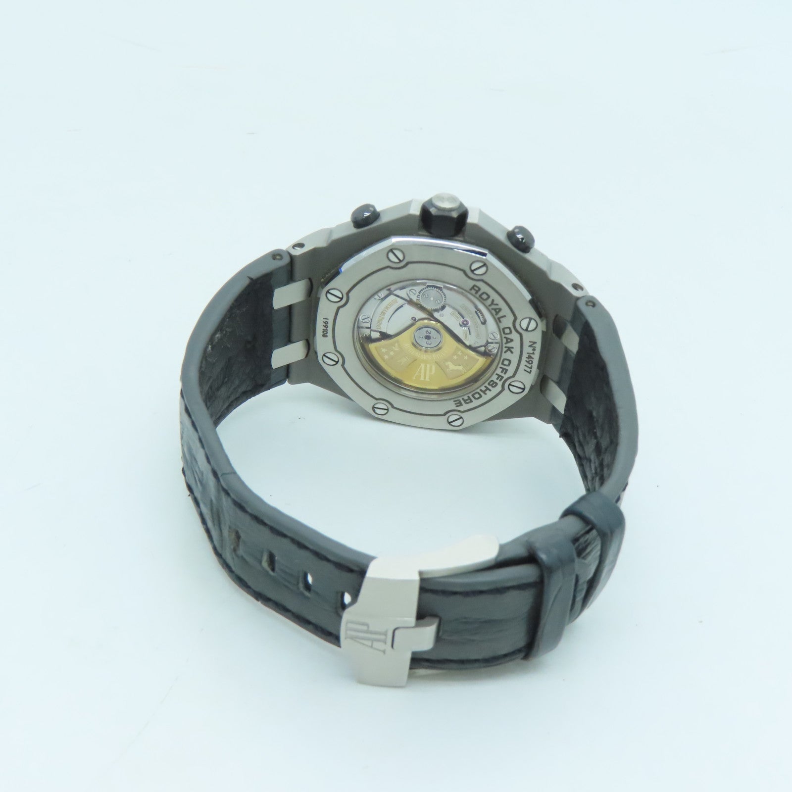AUDEMARS PIGUET Royal Oak Offshore不鏽鋼/鱷魚皮革帶手錶自動機芯黑色