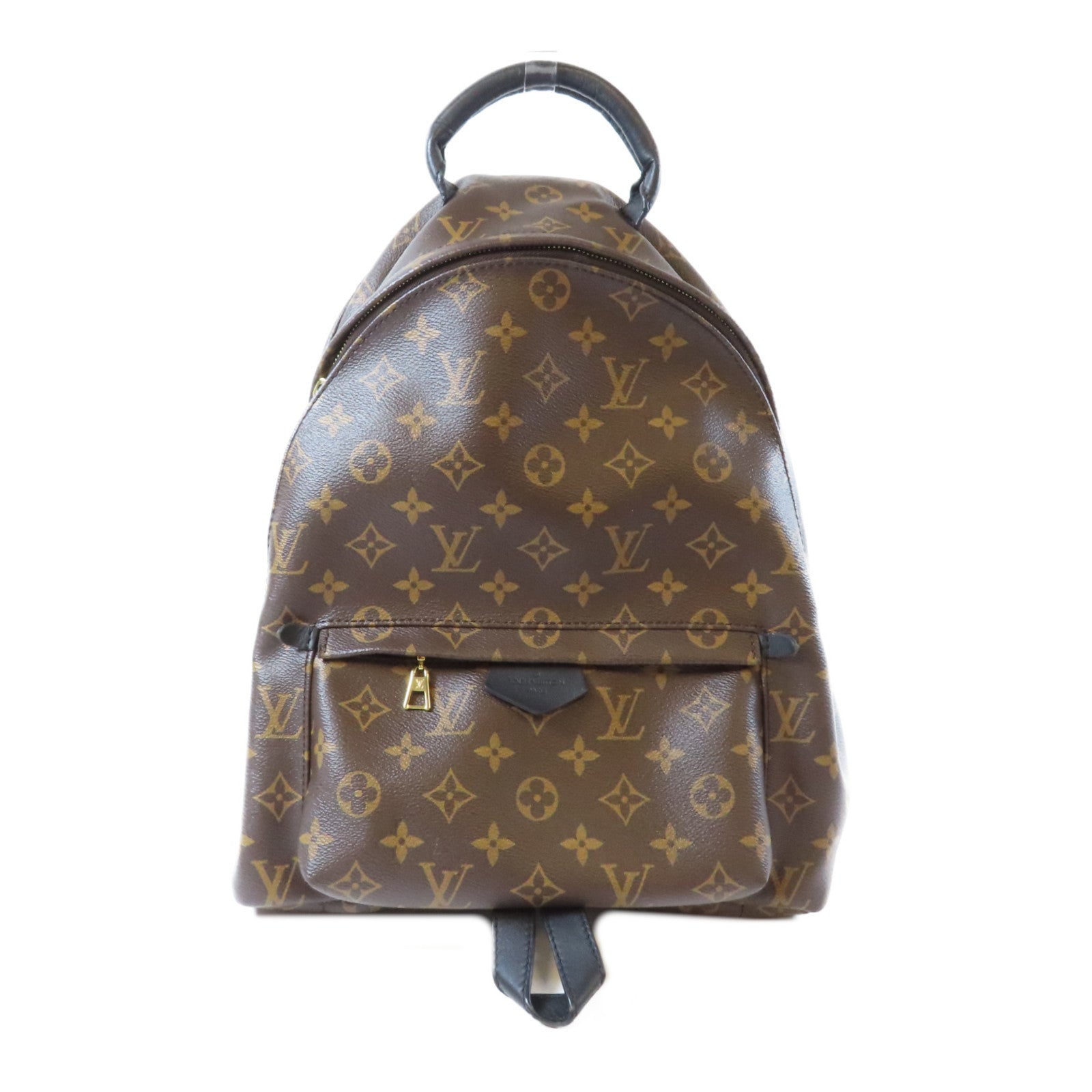 LOUIS VUITTON Monogram Macassar Palm Springs MM金扣背包啡色/黑色