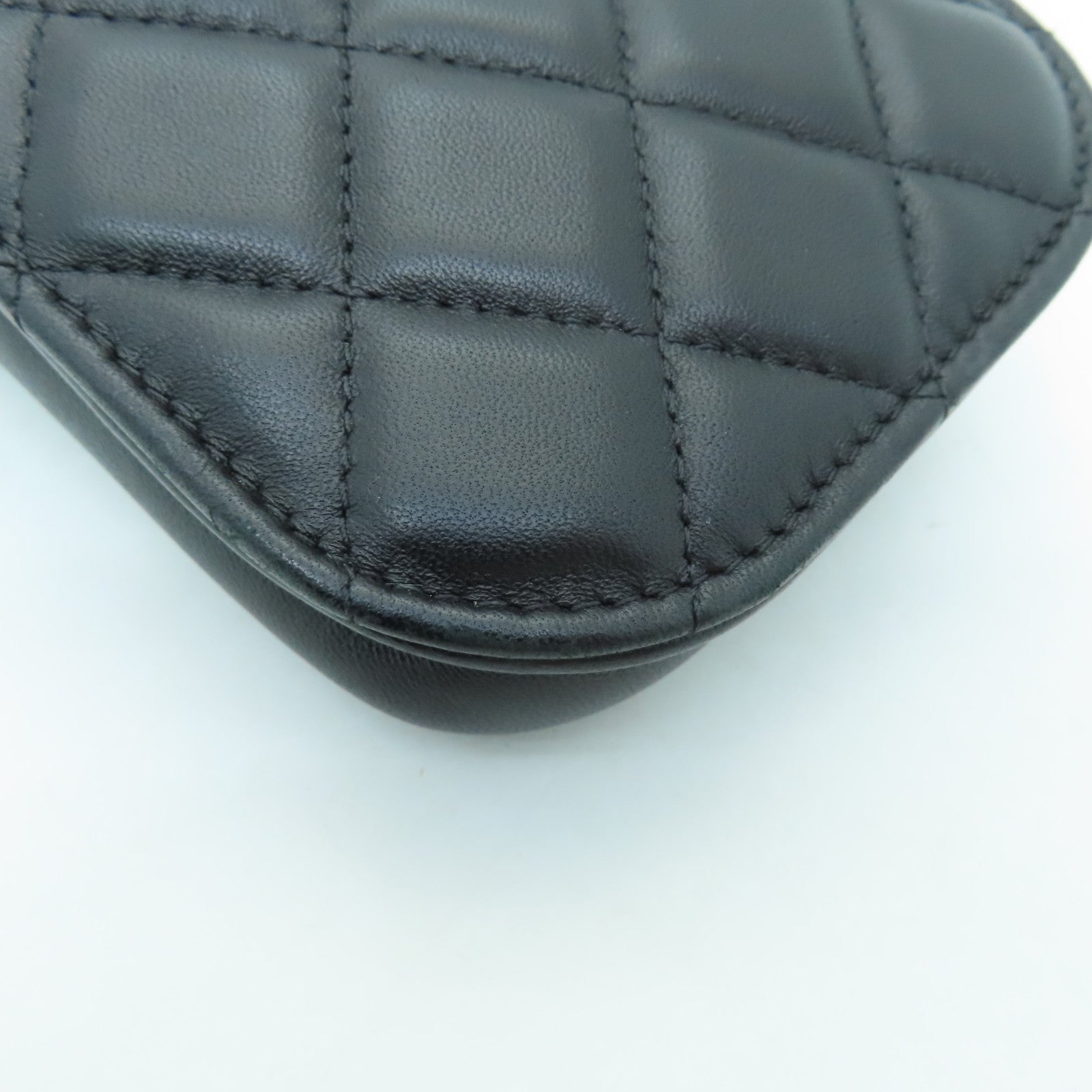 CHANEL 菱格羊皮皮革Chain Shoulder Bag金扣鏈帶肩背袋黑色