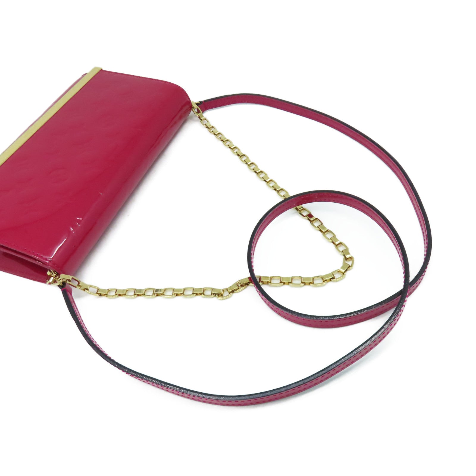 LOUIS VUITTON Vernis Clutch Ana Shoulder Bag金扣肩背袋紅色
