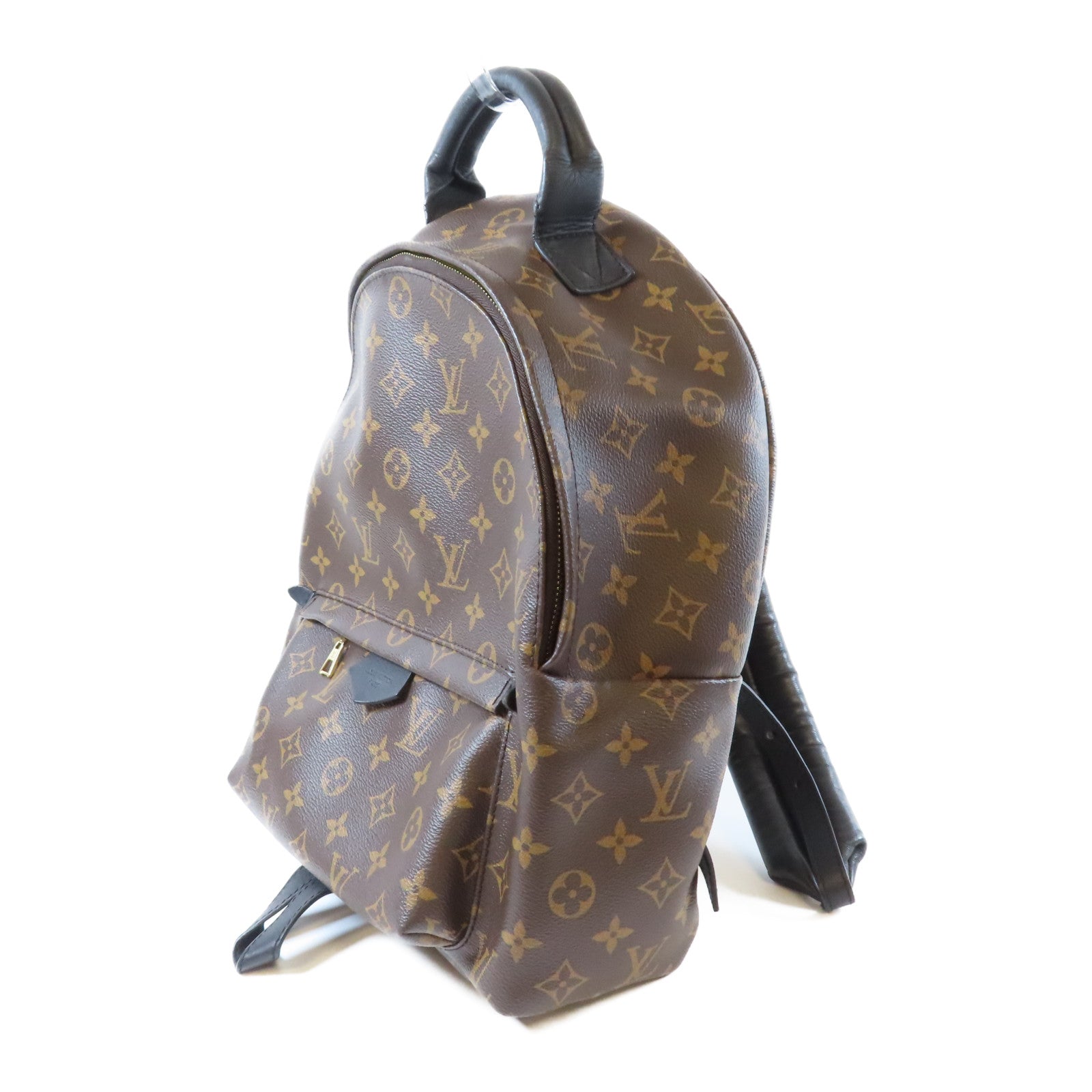 LOUIS VUITTON Monogram Macassar Palm Springs MM金扣背包啡色/黑色