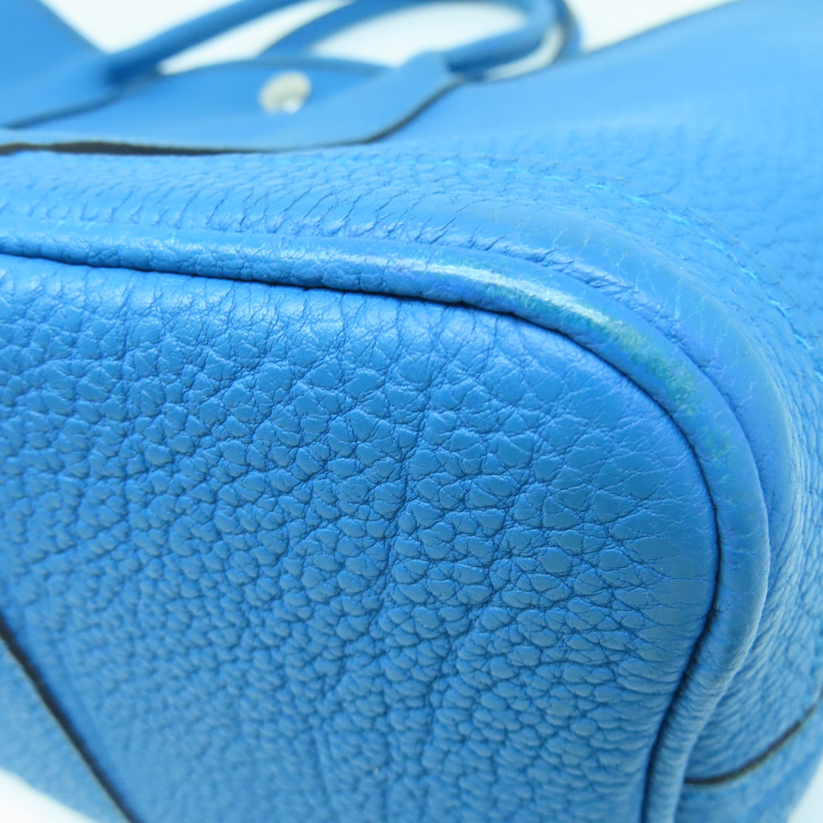 HERMES Clemence皮革Garden Party TPM Tote Bag银扣手挽袋蓝色
