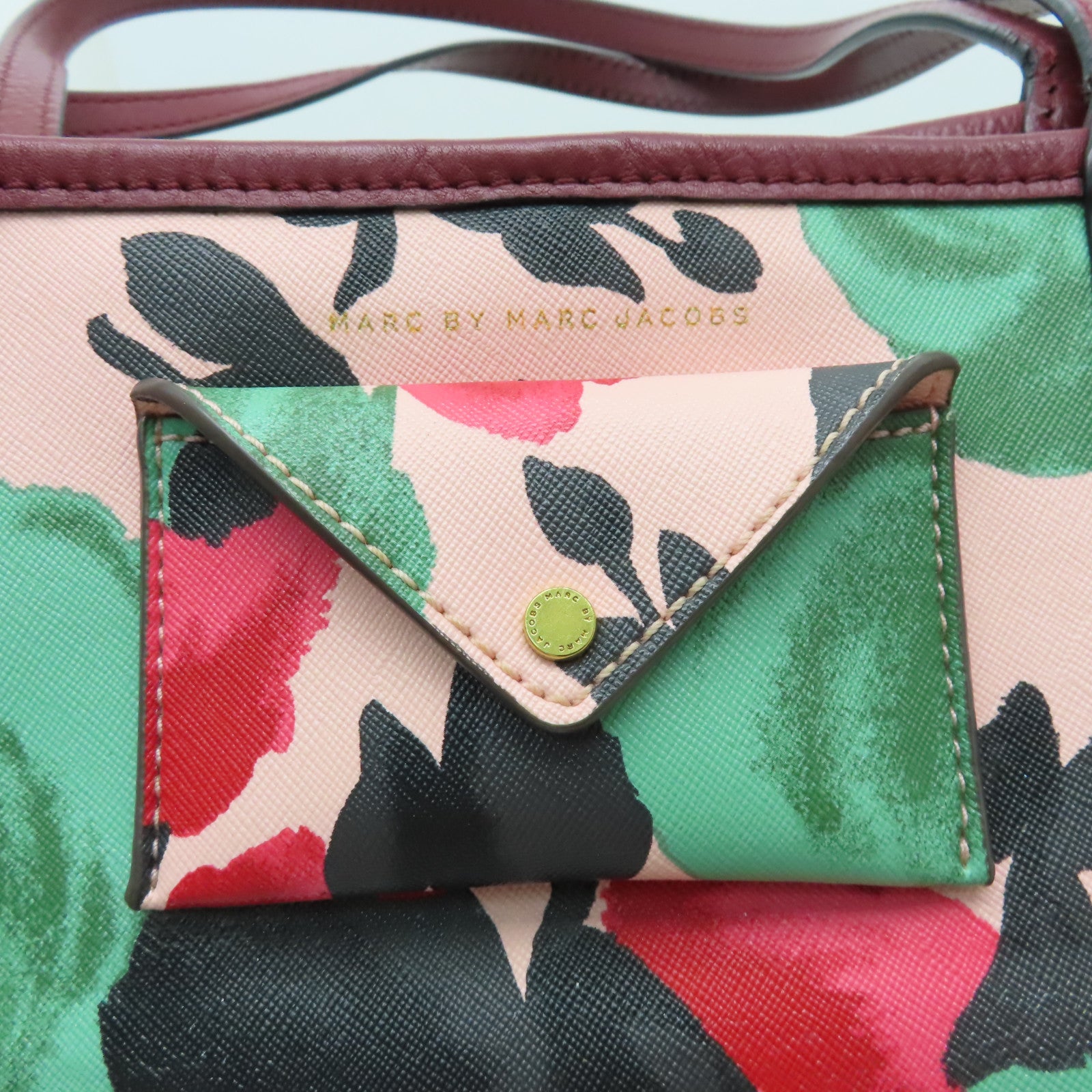 MARC BY MARC JACOBS 塗層帆布Tote Bag金扣手挽袋粉紅色/綠色