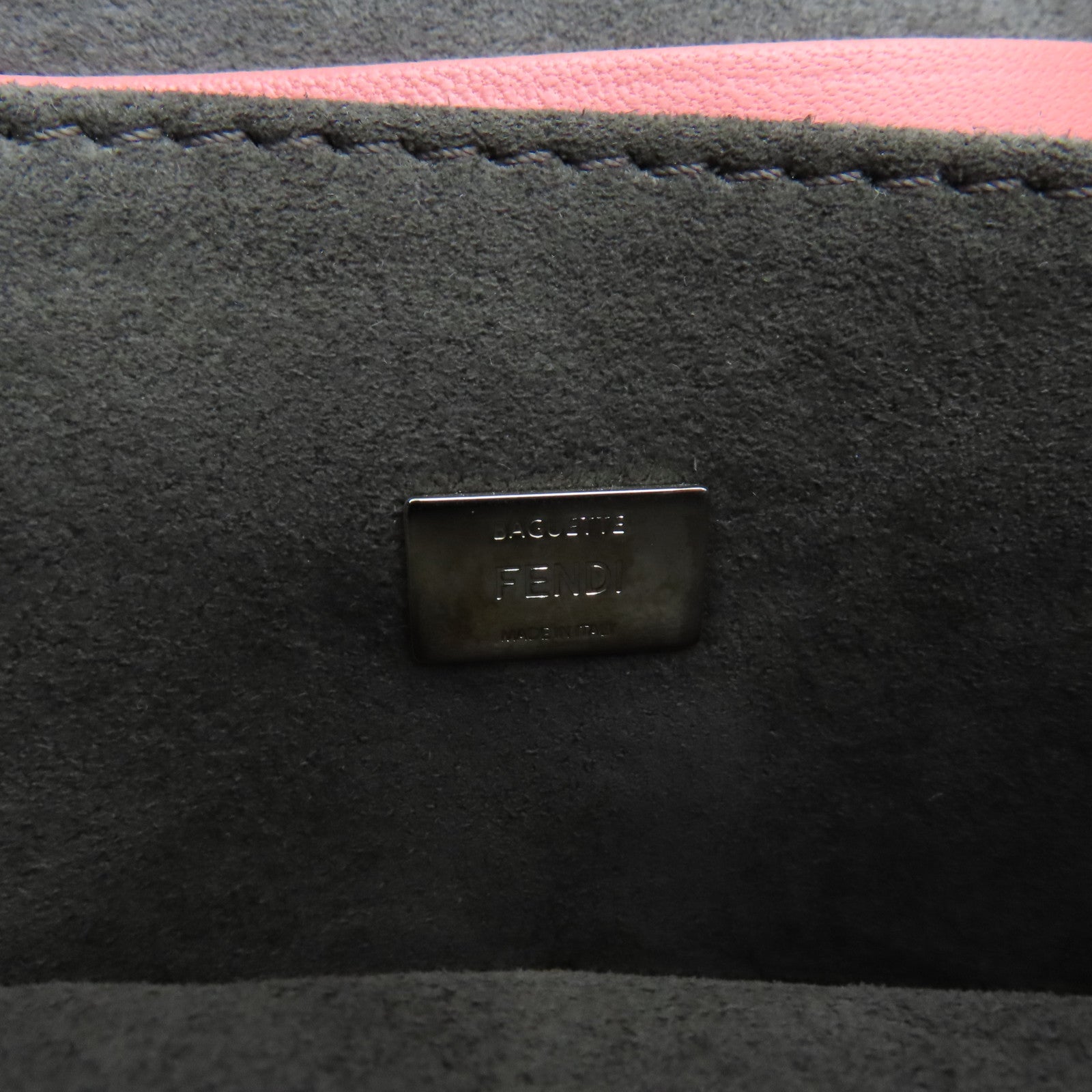 FENDI 羊皮皮革Mirco Buggie Baguette銀扣肩背袋粉紅色