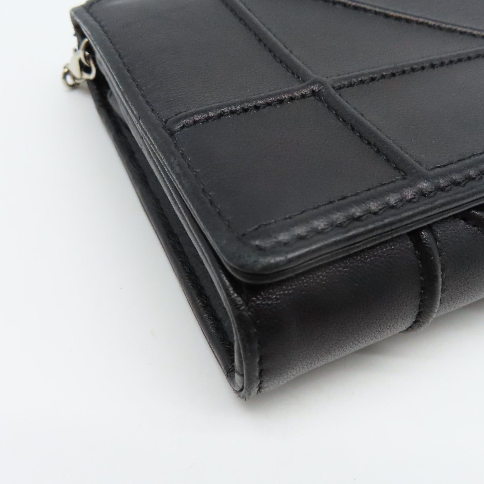 Dior 皮革Chain Wallet銀扣鏈帶肩背袋黑色