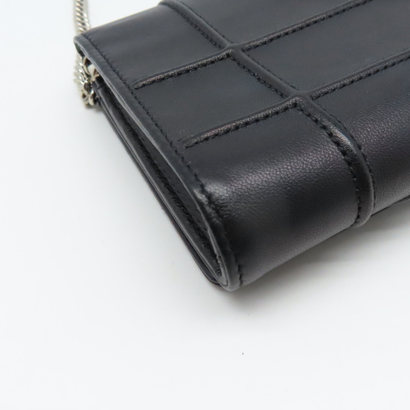 Dior 皮革Chain Wallet銀扣鏈帶肩背袋黑色