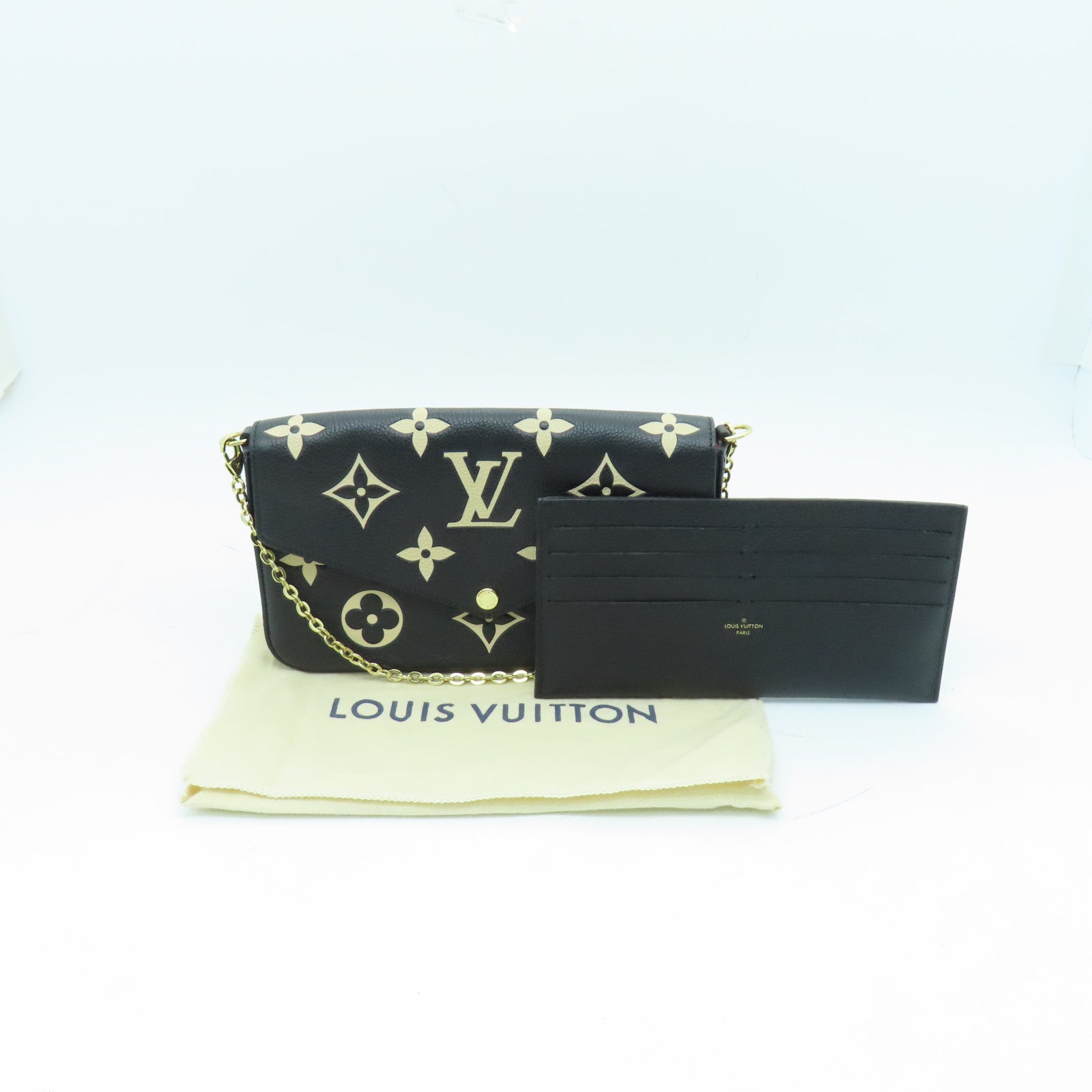 LOUIS VUITTON Monogram Empreinte Felicie Pochette金扣鏈帶肩背袋黑色
