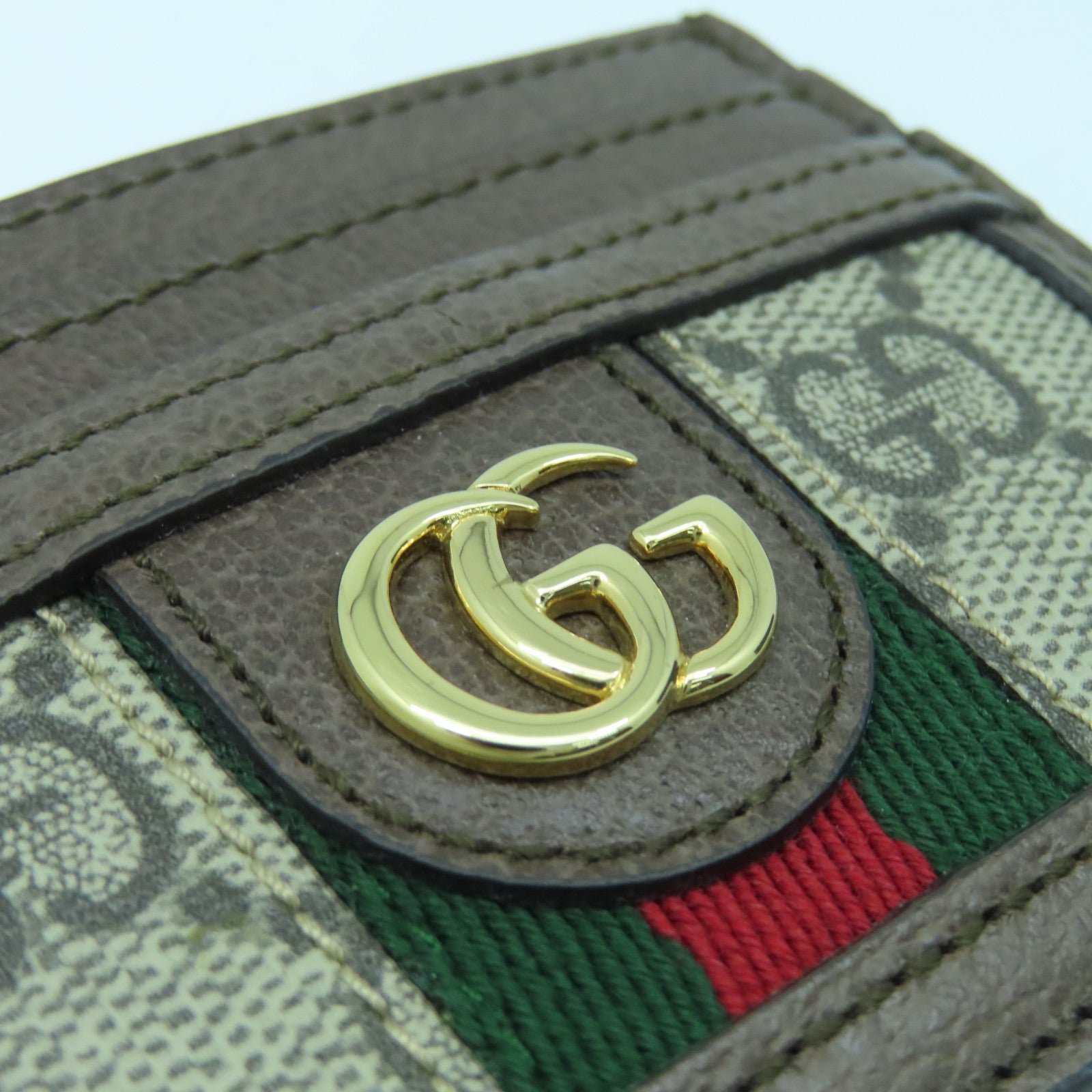 GUCCI 塗層帆布/牛皮皮革Ophidia Card Case卡片套啡色