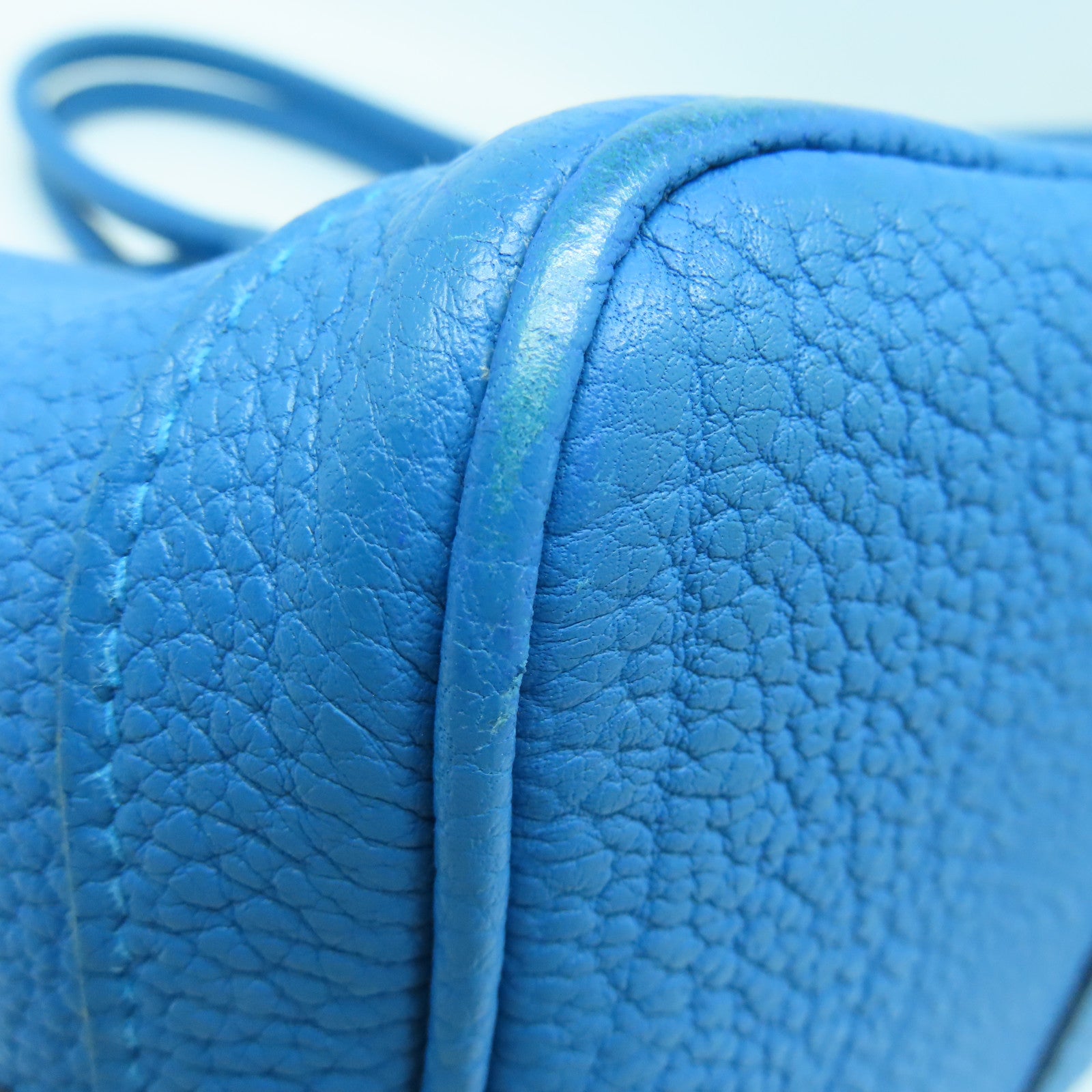 HERMES Clemence皮革Garden Party TPM Tote Bag银扣手挽袋蓝色
