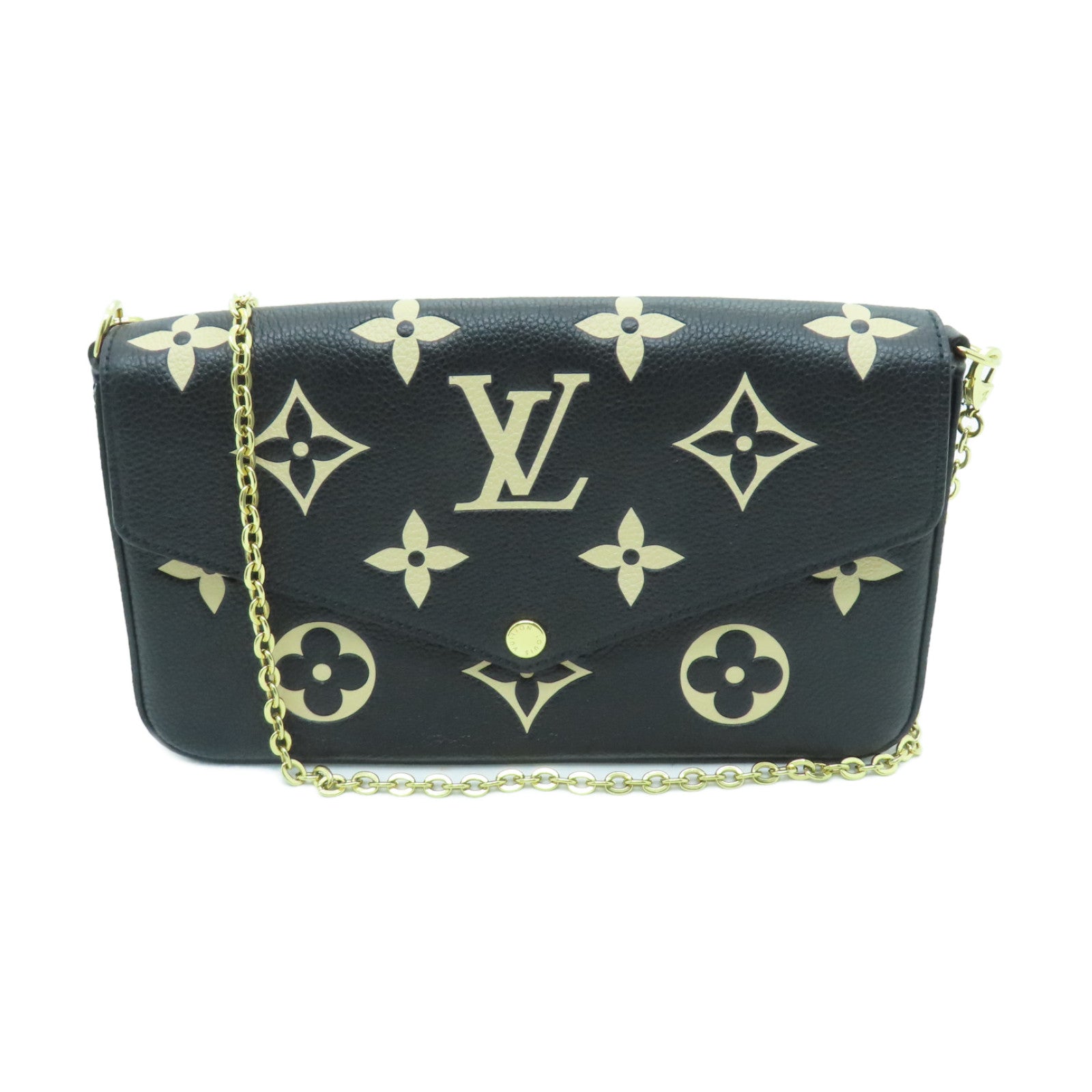 LOUIS VUITTON Monogram Empreinte Felicie Pochette金扣鏈帶肩背袋黑色