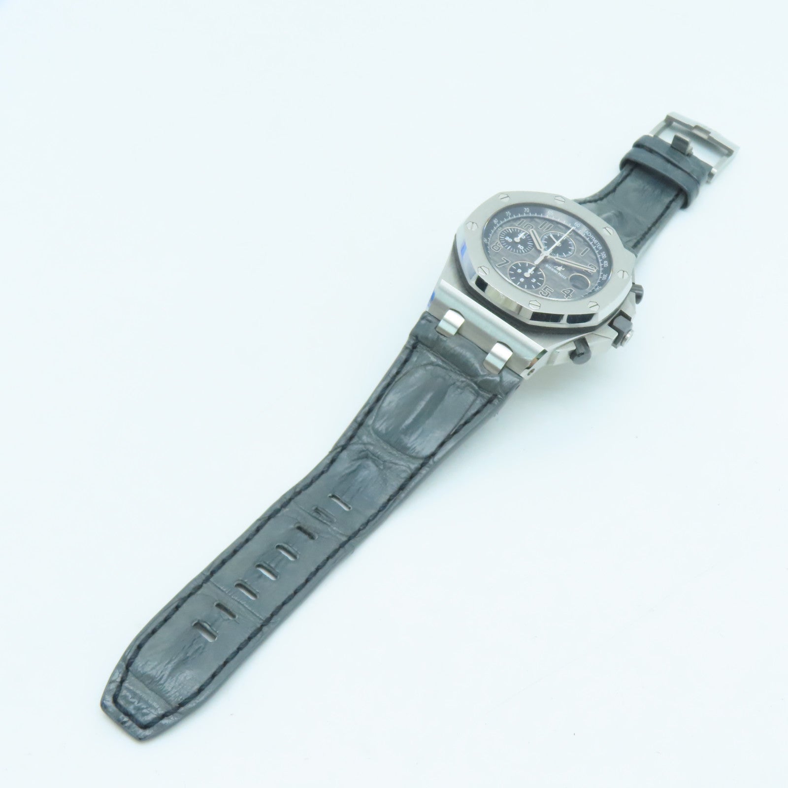 AUDEMARS PIGUET Royal Oak Offshore不鏽鋼/鱷魚皮革帶手錶自動機芯黑色