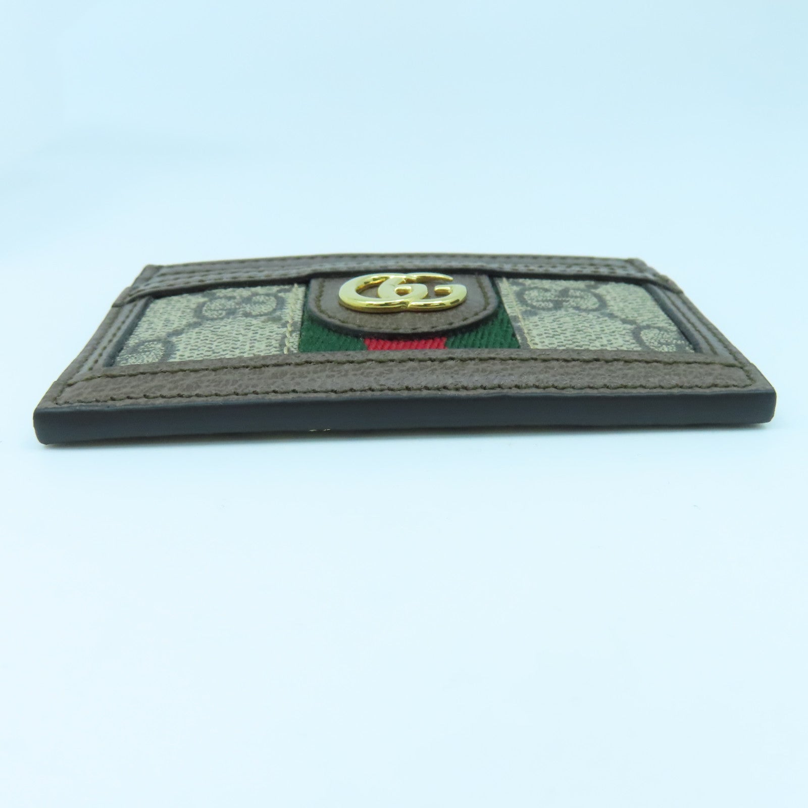 GUCCI 塗層帆布/牛皮皮革Ophidia Card Case卡片套啡色