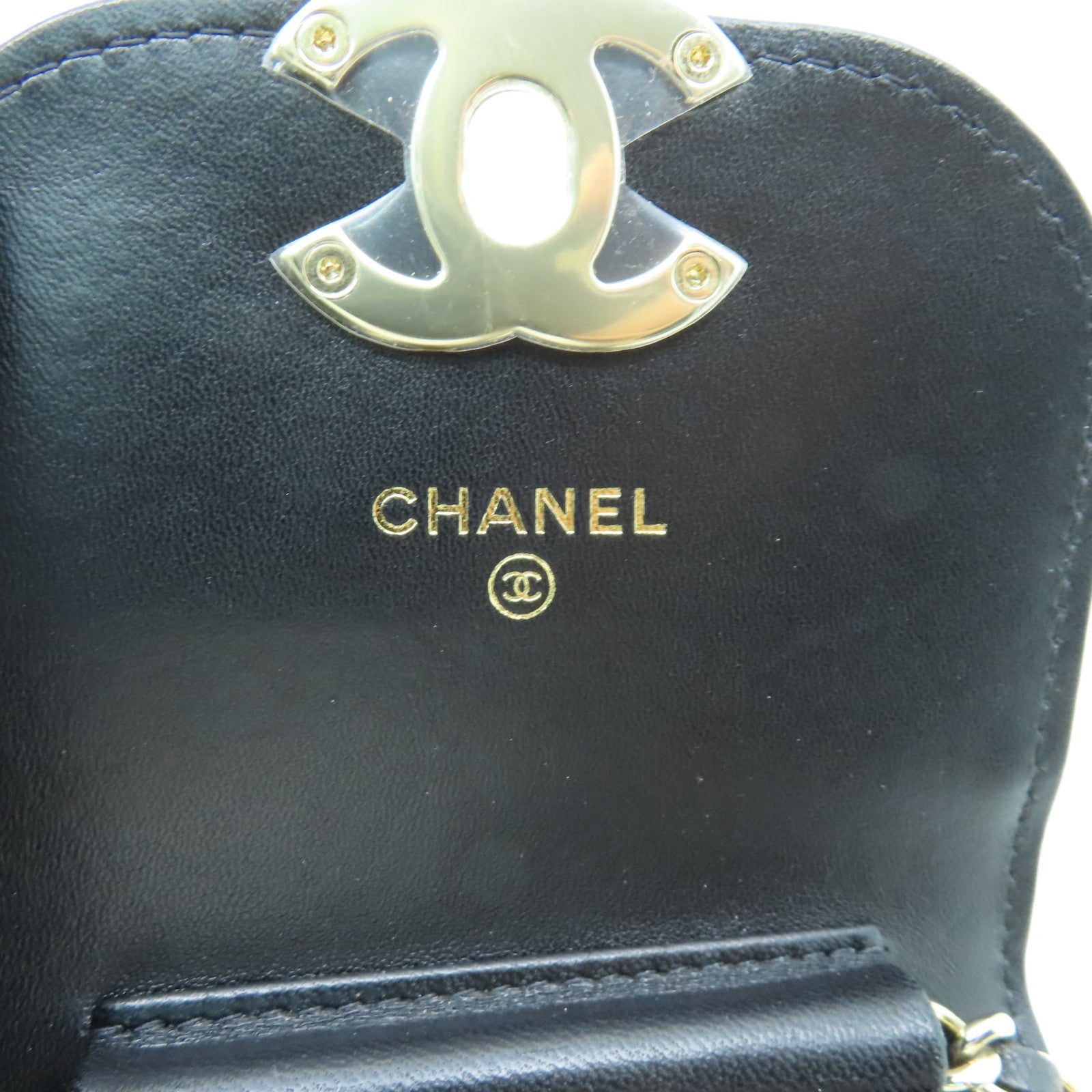 CHANEL 菱格羊皮皮革Chain Shoulder Bag金扣鏈帶肩背袋黑色
