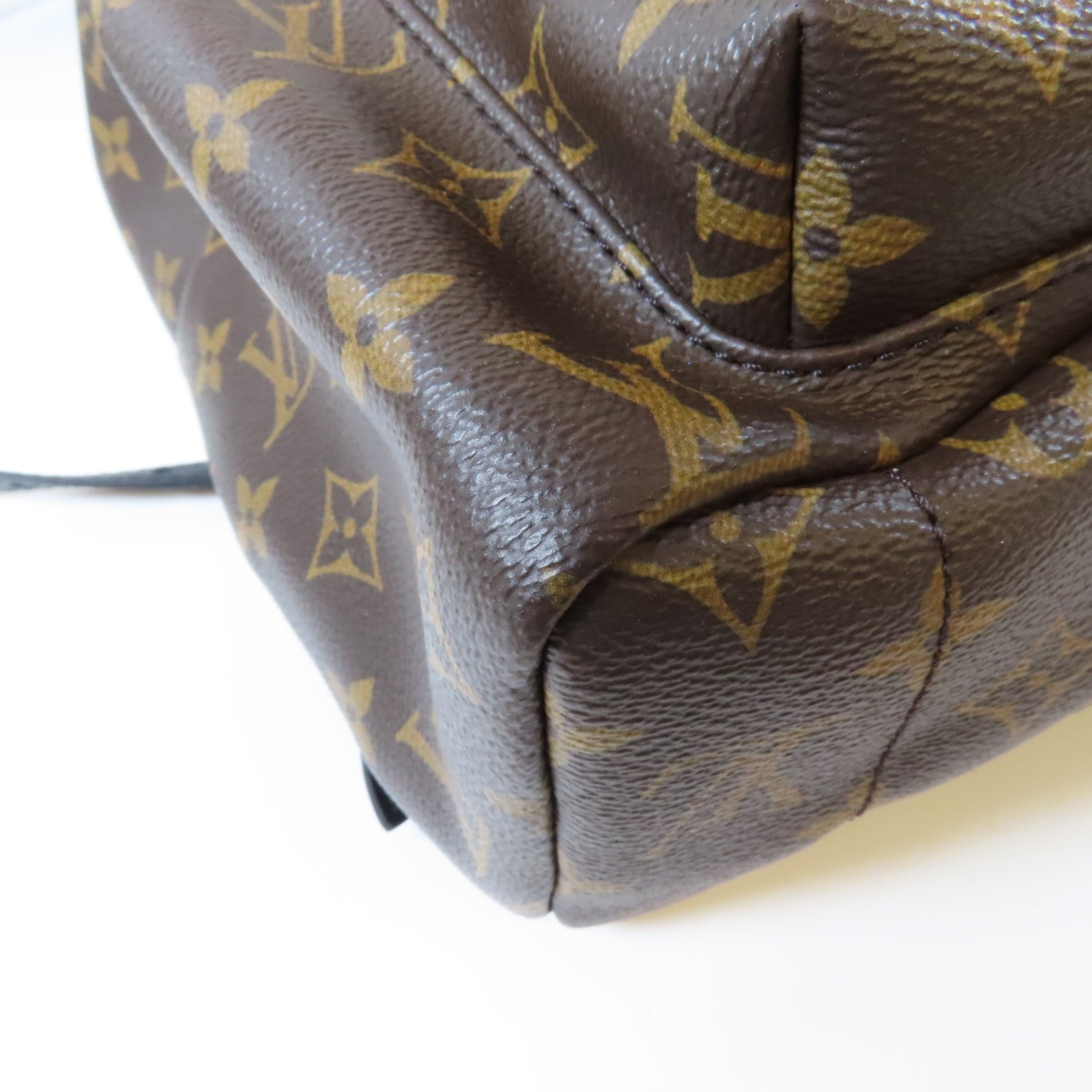 LOUIS VUITTON Monogram Macassar Palm Springs MM金扣背包啡色/黑色