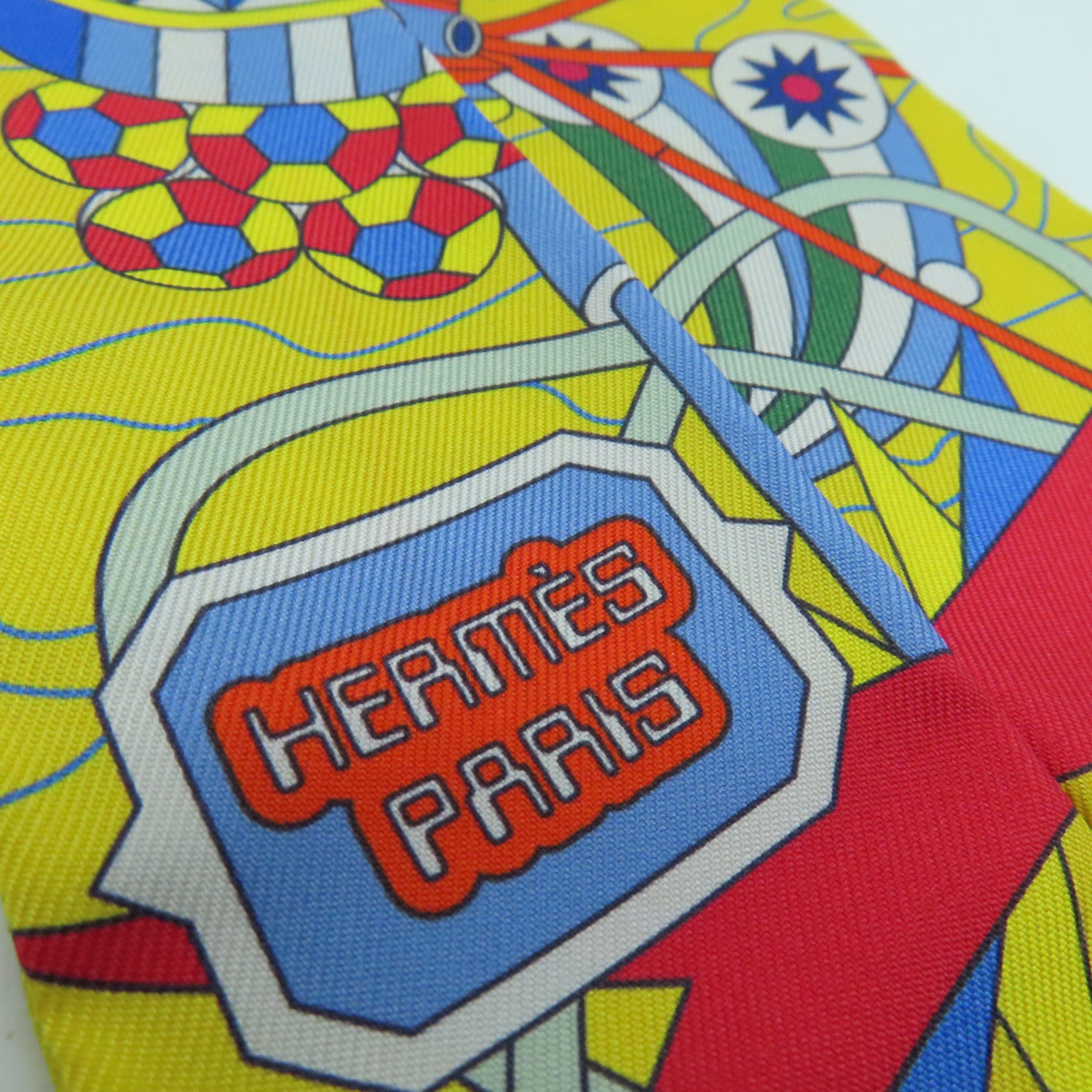 HERMES 絲質Twilly絲巾黃色